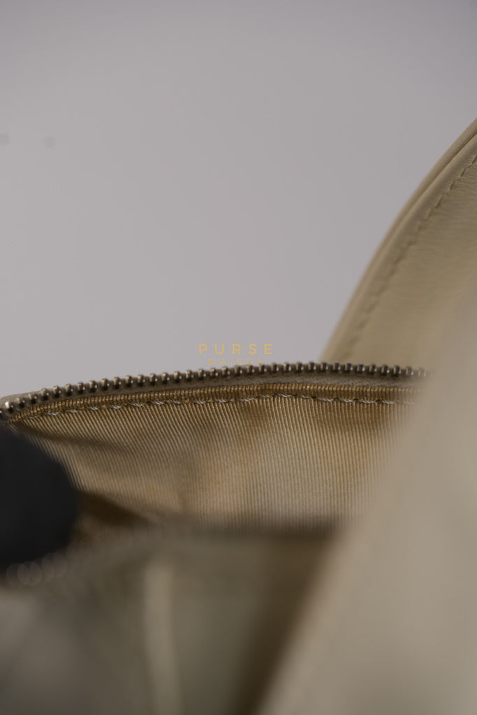 Chevron V-Stitch Cream Calfskin Leather Boston Bag Series 10 | Purse Maison Luxury Bags Shop