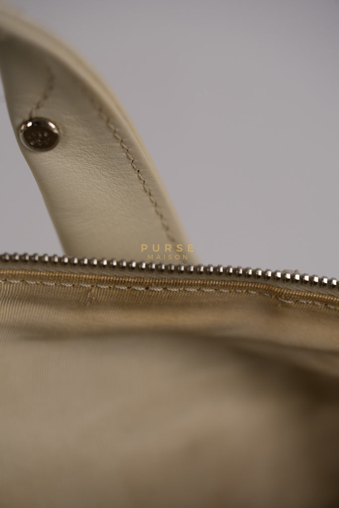 Chevron V-Stitch Cream Calfskin Leather Boston Bag Series 10 | Purse Maison Luxury Bags Shop