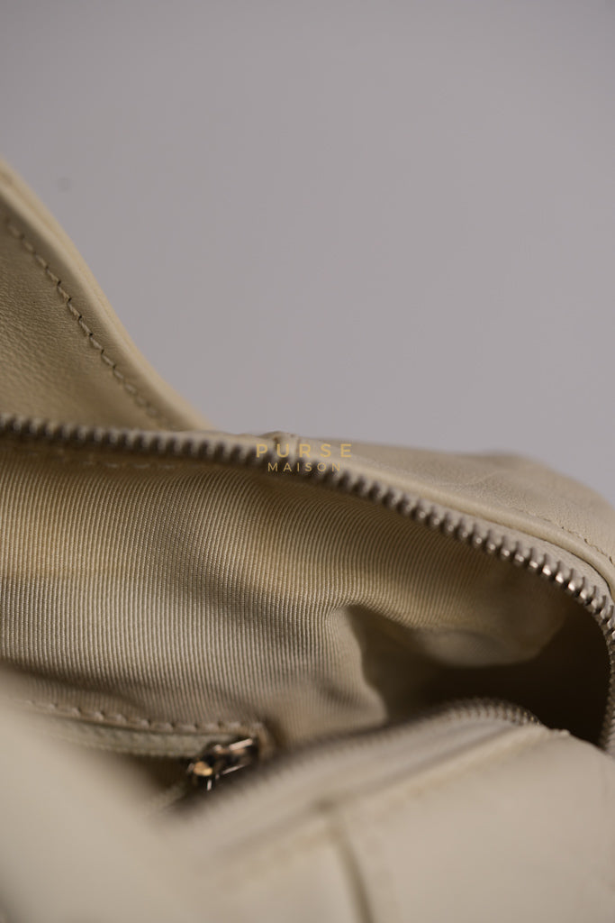 Chevron V-Stitch Cream Calfskin Leather Boston Bag Series 10 | Purse Maison Luxury Bags Shop