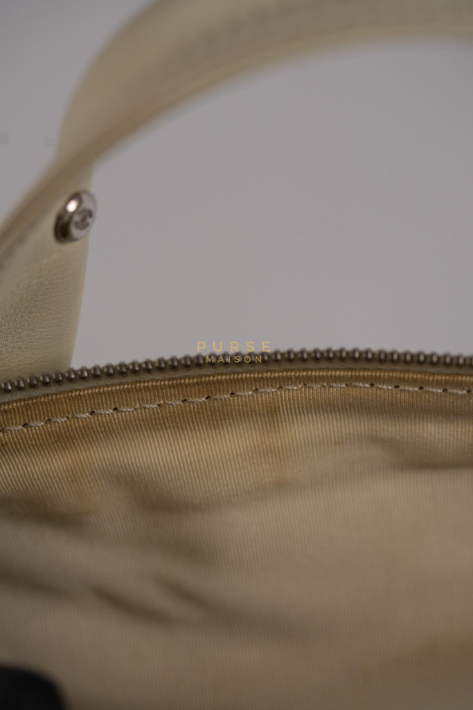 Chevron V-Stitch Cream Calfskin Leather Boston Bag Series 10 | Purse Maison Luxury Bags Shop