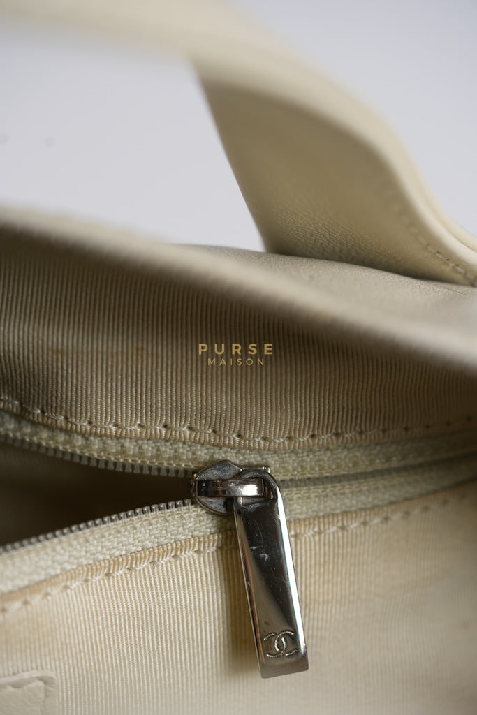 Chevron V-Stitch Cream Calfskin Leather Boston Bag Series 10 | Purse Maison Luxury Bags Shop