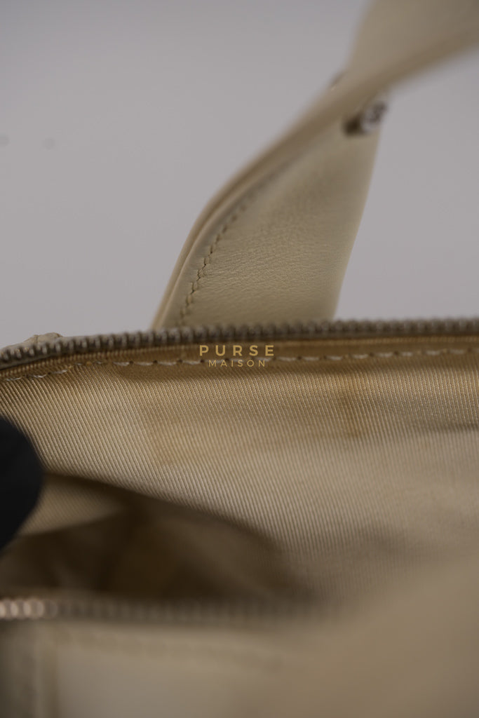 Chevron V-Stitch Cream Calfskin Leather Boston Bag Series 10 | Purse Maison Luxury Bags Shop