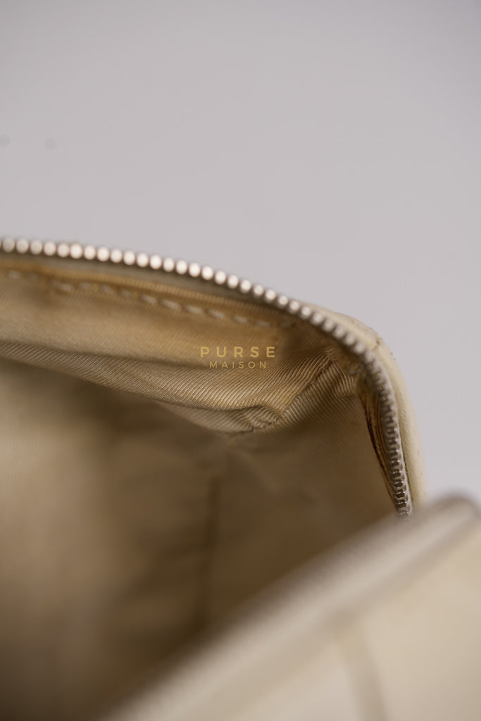 Chevron V-Stitch Cream Calfskin Leather Boston Bag Series 10 | Purse Maison Luxury Bags Shop