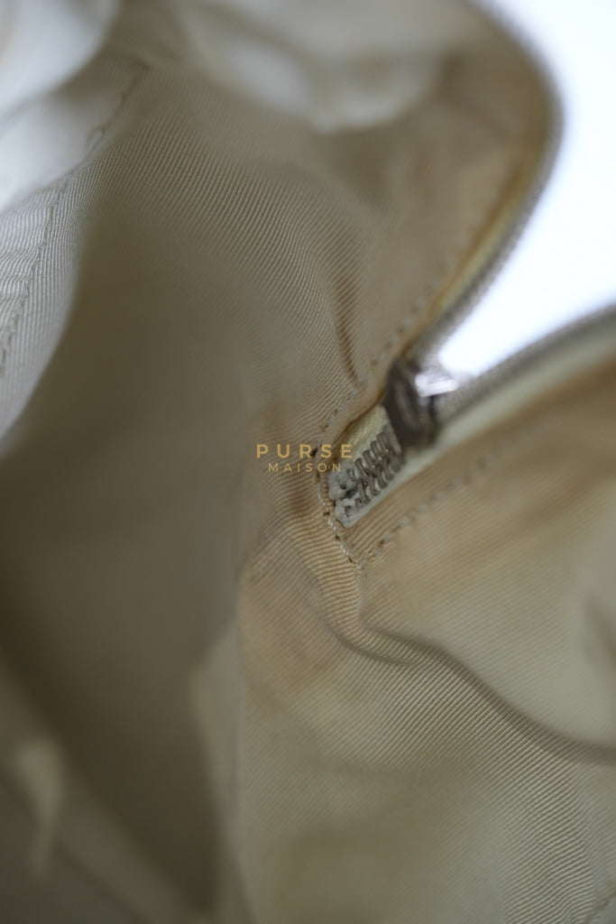 Chevron V-Stitch Cream Calfskin Leather Boston Bag Series 10 | Purse Maison Luxury Bags Shop