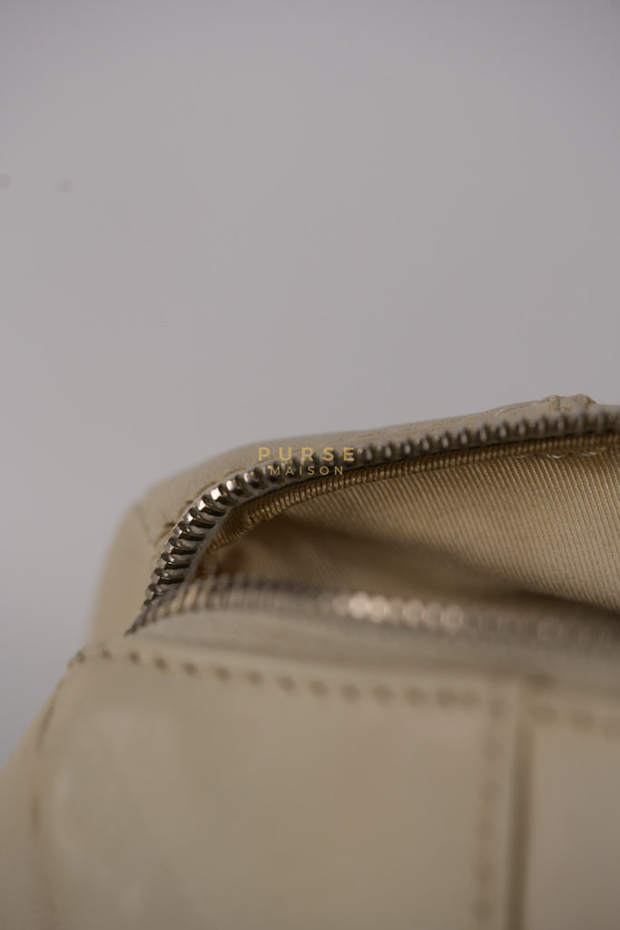 Chevron V-Stitch Cream Calfskin Leather Boston Bag Series 10 | Purse Maison Luxury Bags Shop