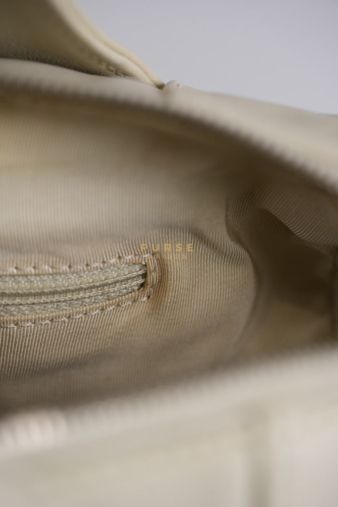 Chevron V-Stitch Cream Calfskin Leather Boston Bag Series 10 | Purse Maison Luxury Bags Shop