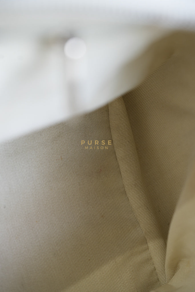 Chevron V-Stitch Cream Calfskin Leather Boston Bag Series 10 | Purse Maison Luxury Bags Shop