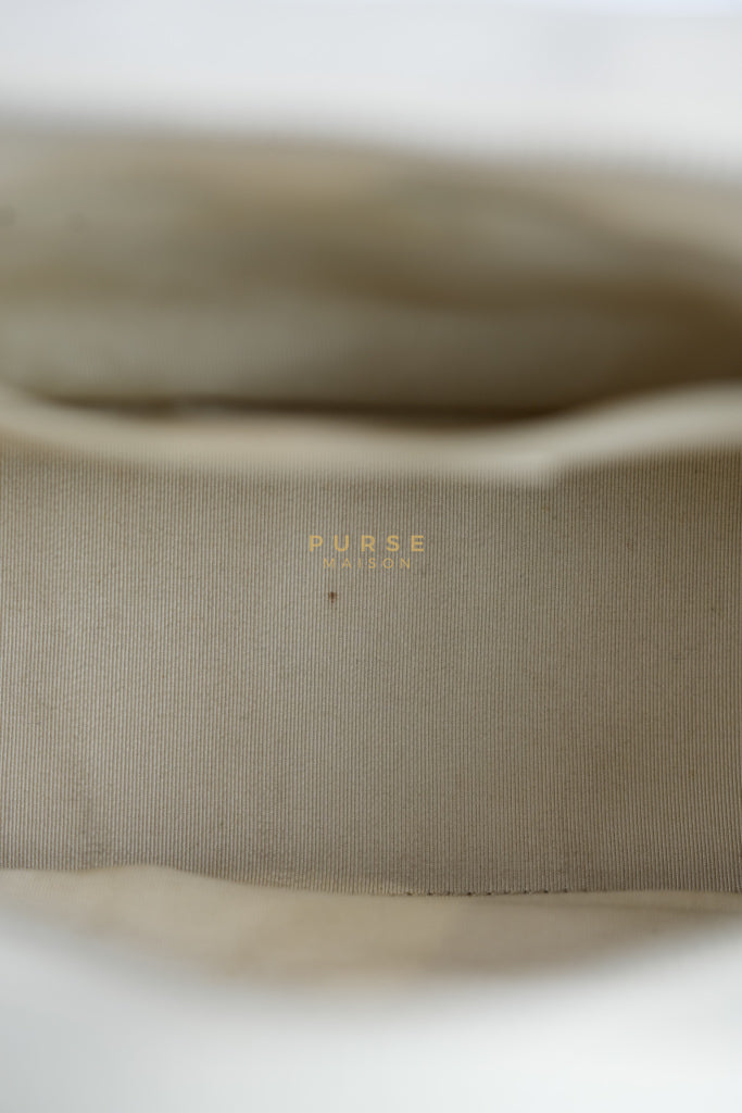 Chevron V-Stitch Cream Calfskin Leather Boston Bag Series 10 | Purse Maison Luxury Bags Shop