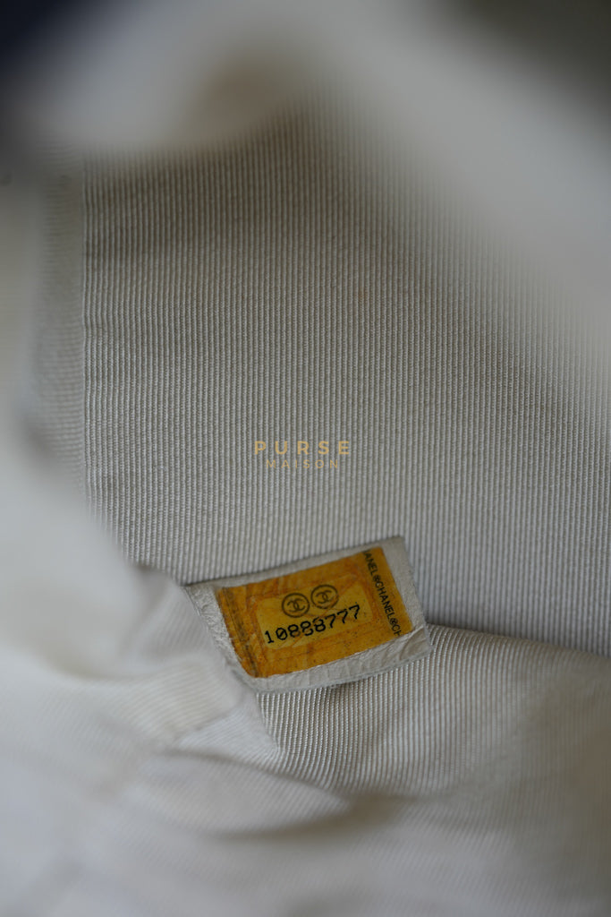 Chevron V-Stitch Cream Calfskin Leather Boston Bag Series 10 | Purse Maison Luxury Bags Shop