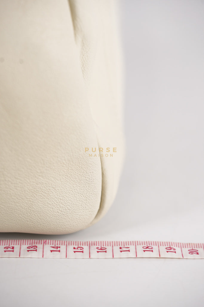 Chevron V-Stitch Cream Calfskin Leather Boston Bag Series 10 | Purse Maison Luxury Bags Shop