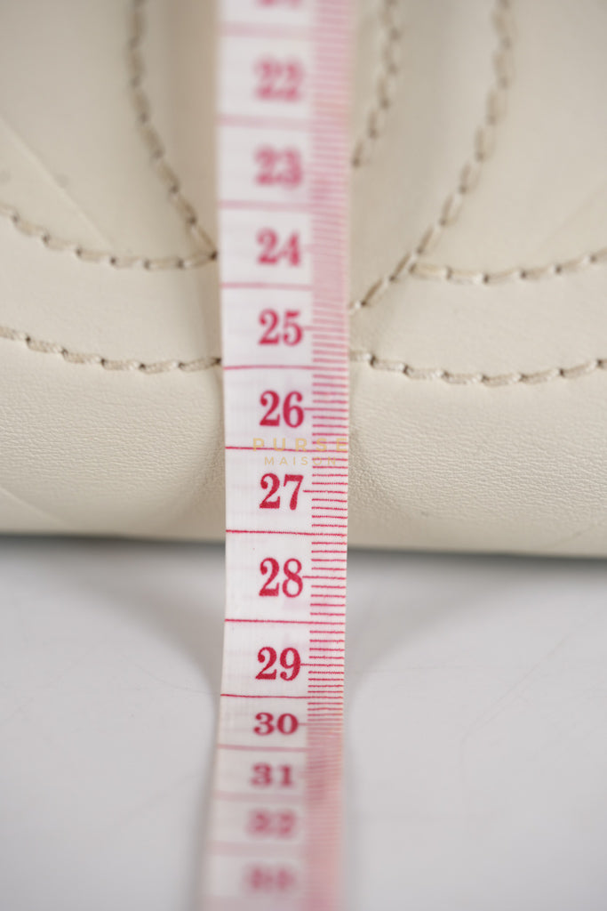 Chevron V-Stitch Cream Calfskin Leather Boston Bag Series 10 | Purse Maison Luxury Bags Shop