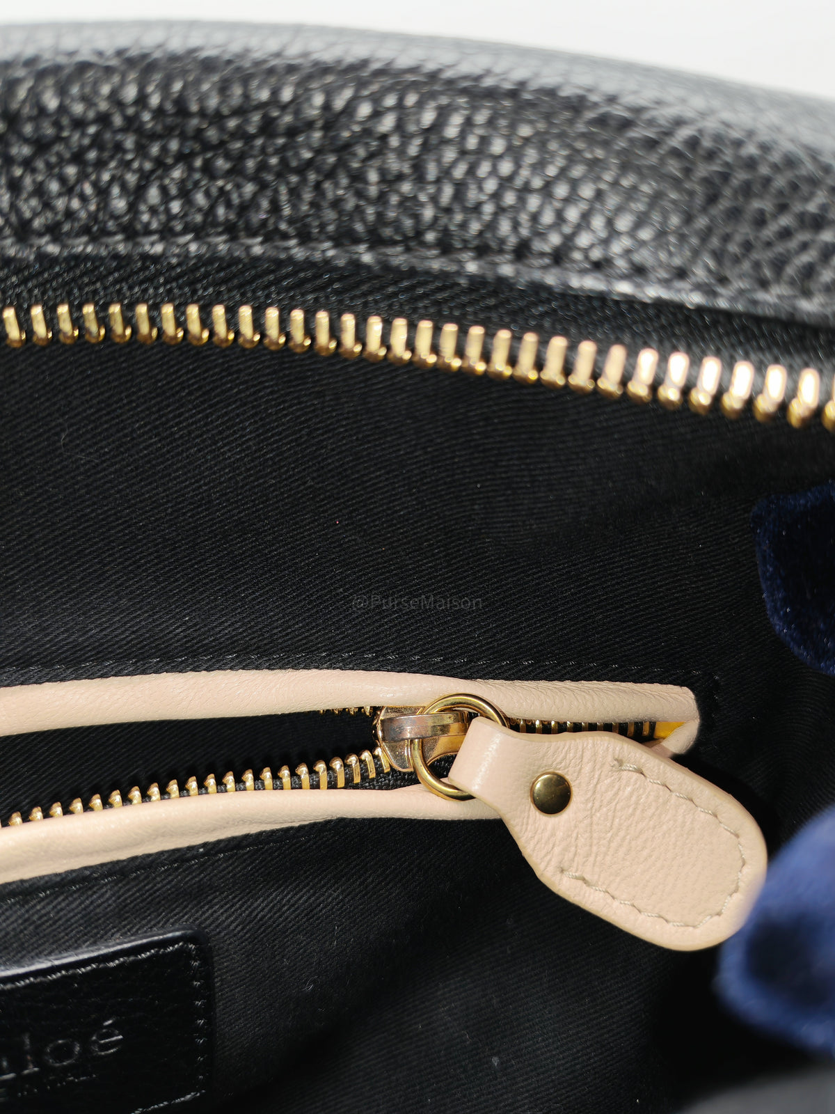 Chloe Paraty Top Handle Shoulder Bag in Black Grained Calfskin Leather and Gold Hardware | Purse Maison Luxury Bags Shop