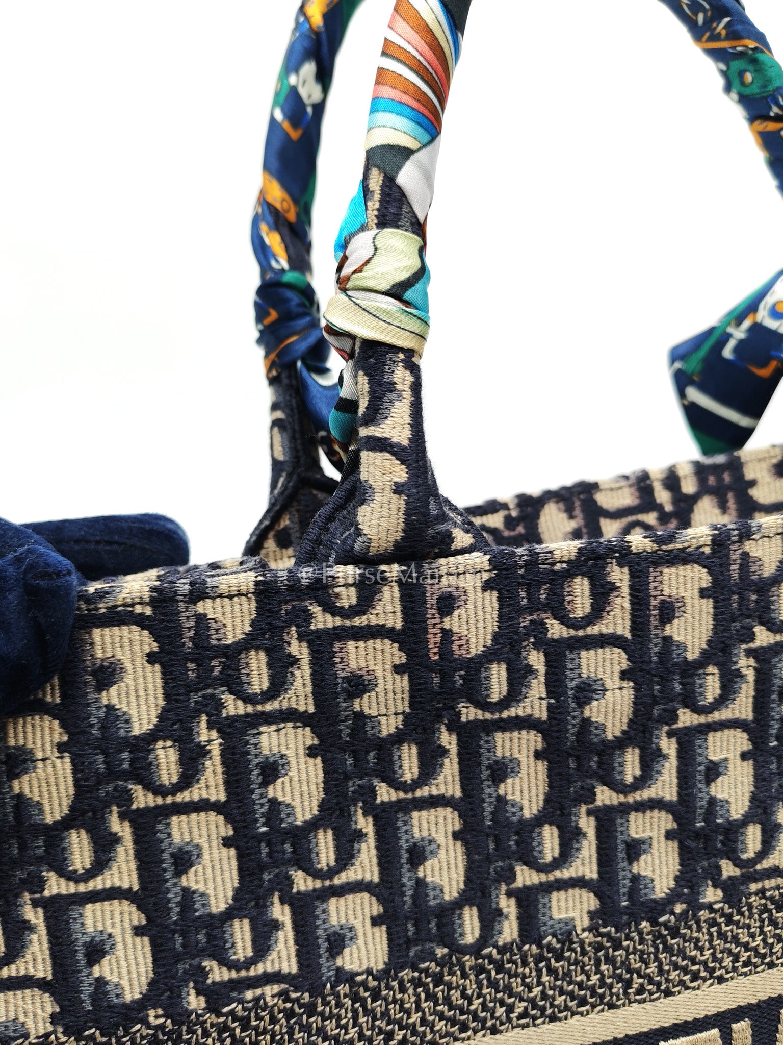 Christian Dior Book Tote Medium in Blue Oblique Embroidered Canvas | Purse Maison Luxury Bags Shop