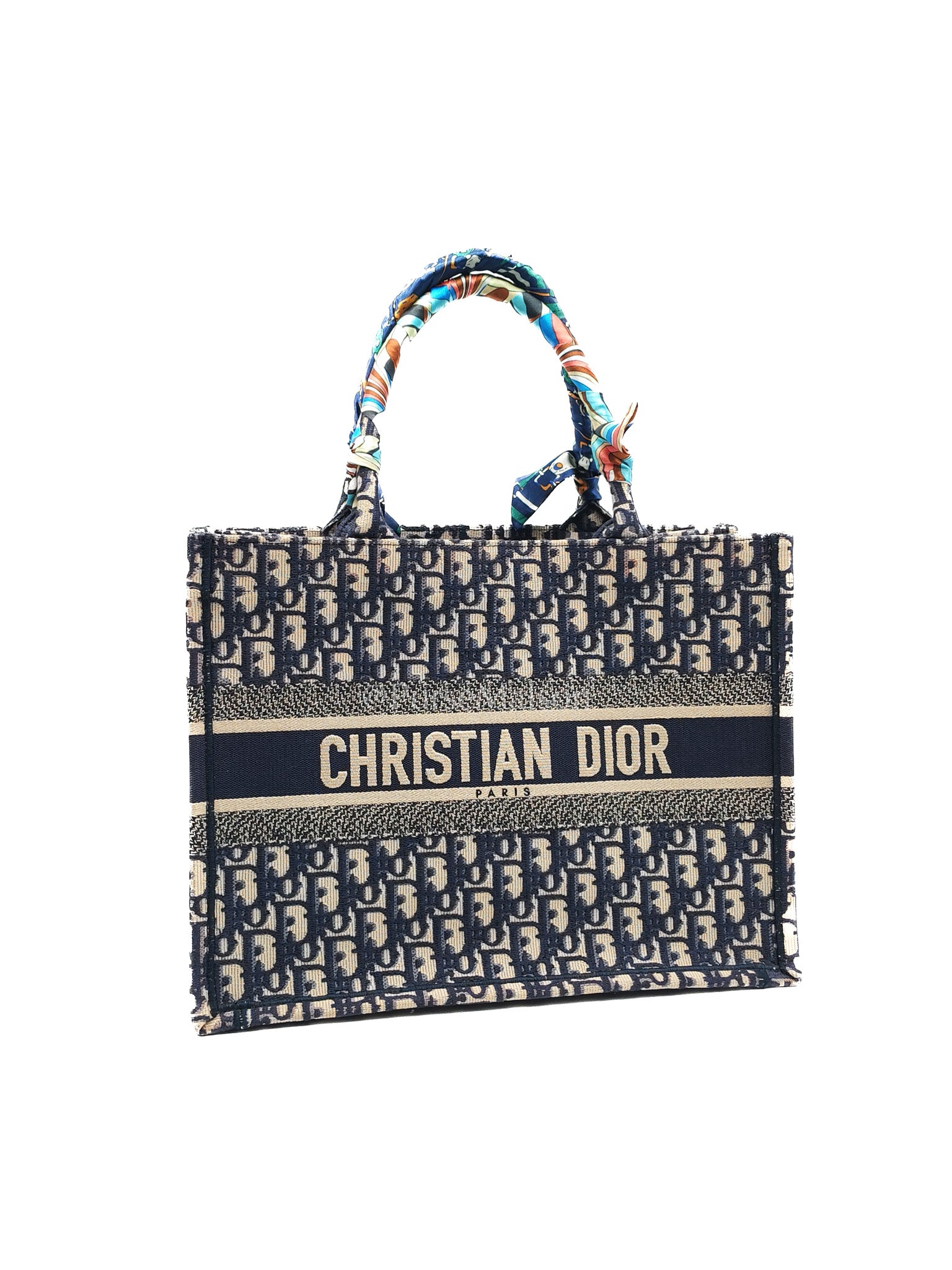 Christian Dior Book Tote Medium in Blue Oblique Embroidered Canvas | Purse Maison Luxury Bags Shop