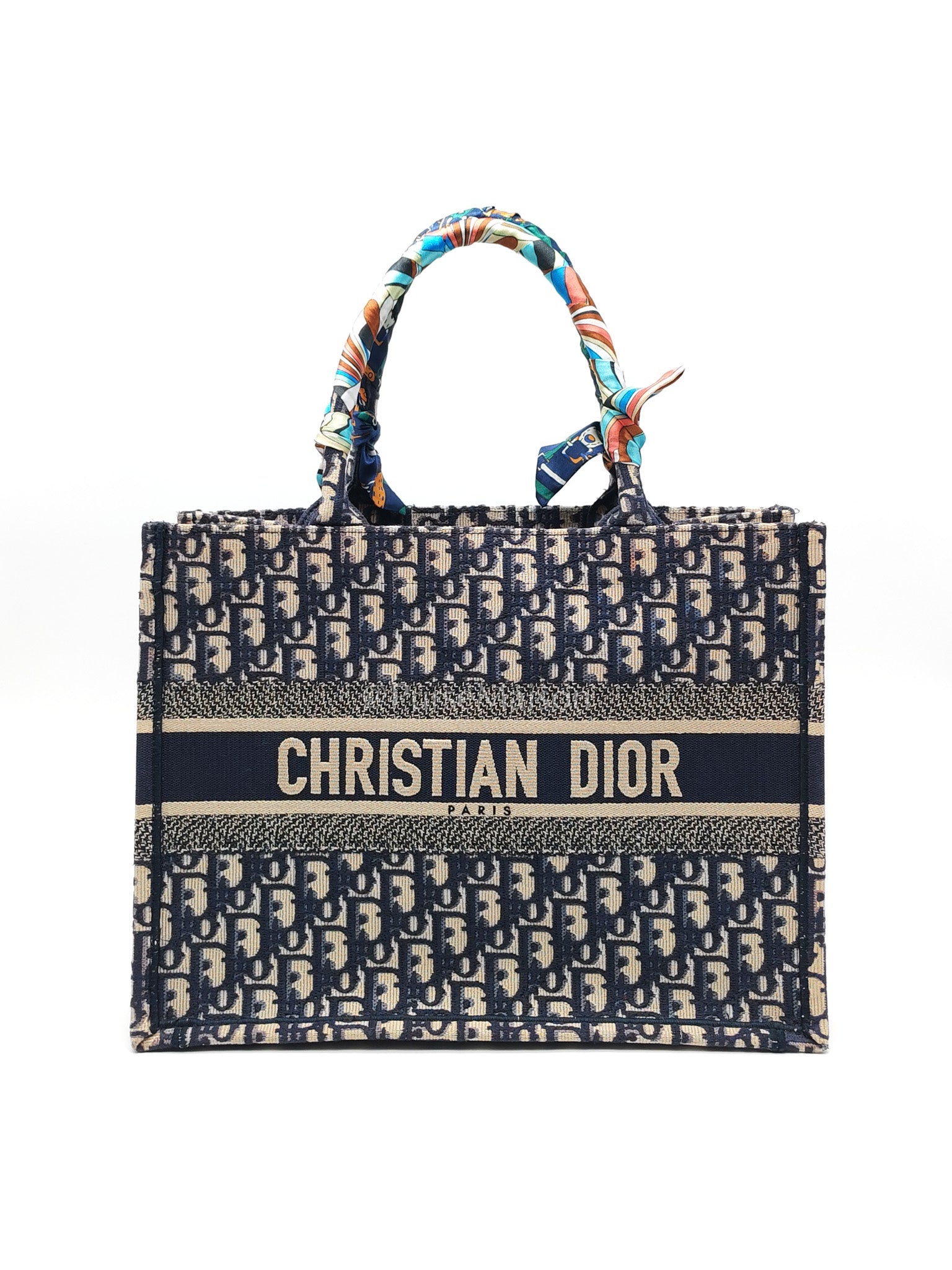 Christian Dior Book Tote Medium in Blue Oblique Embroidered Canvas | Purse Maison Luxury Bags Shop