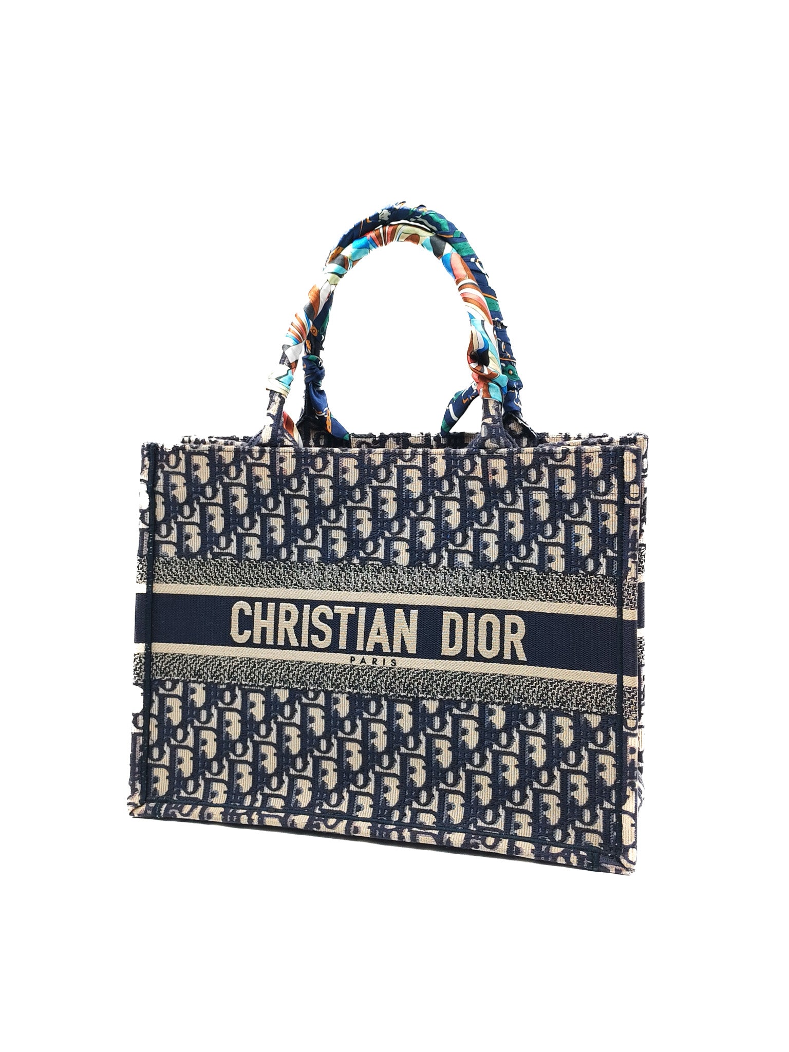 Christian Dior Book Tote Medium in Blue Oblique Embroidered Canvas | Purse Maison Luxury Bags Shop