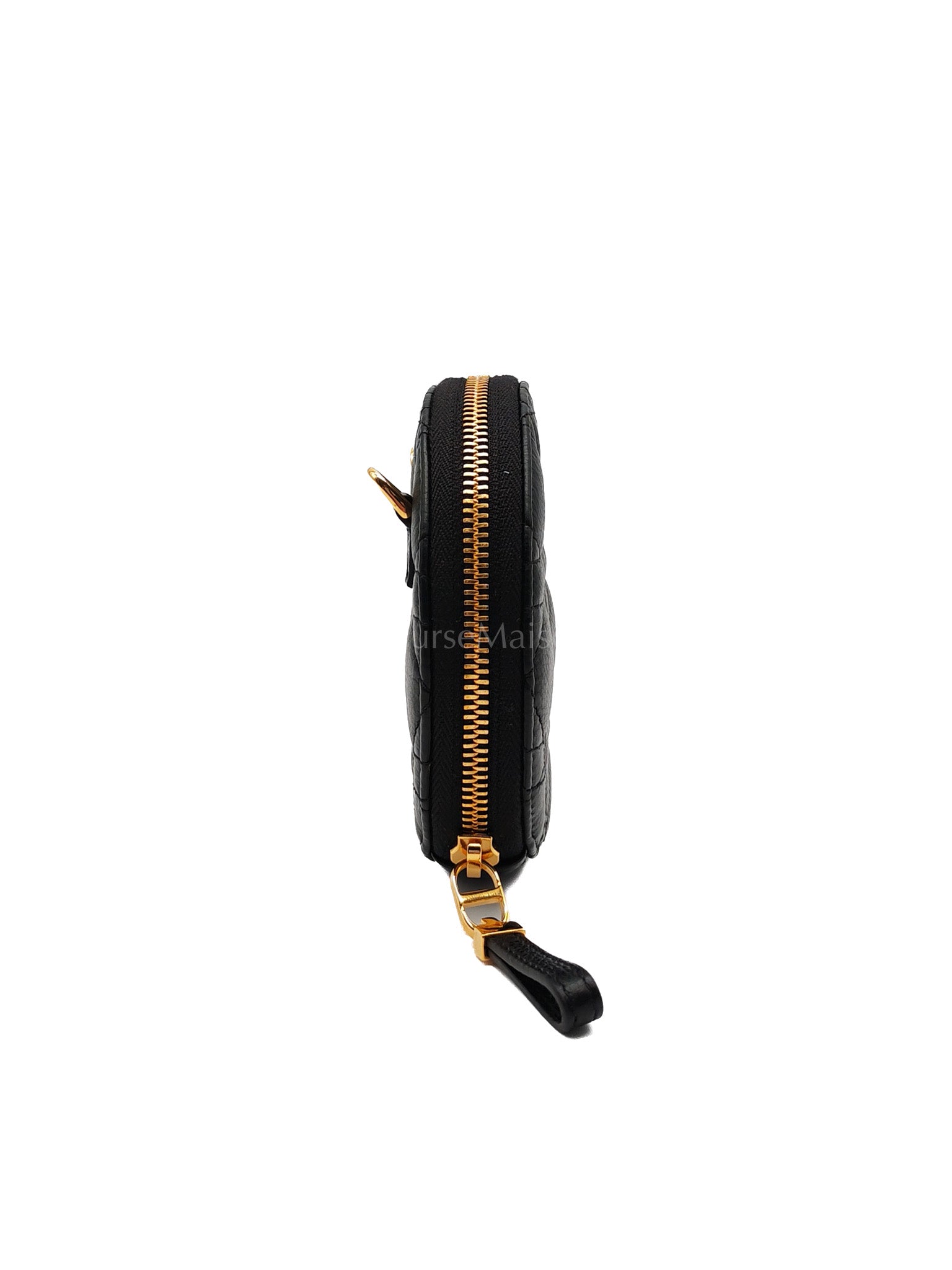 Caro Round Pouch in Black Cannage Calfskin Leather Chain Bag | Purse Maison Luxury Bags Shop