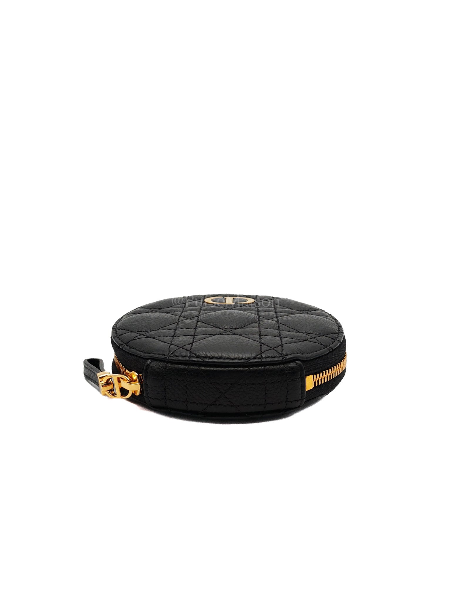 Caro Round Pouch in Black Cannage Calfskin Leather Chain Bag | Purse Maison Luxury Bags Shop