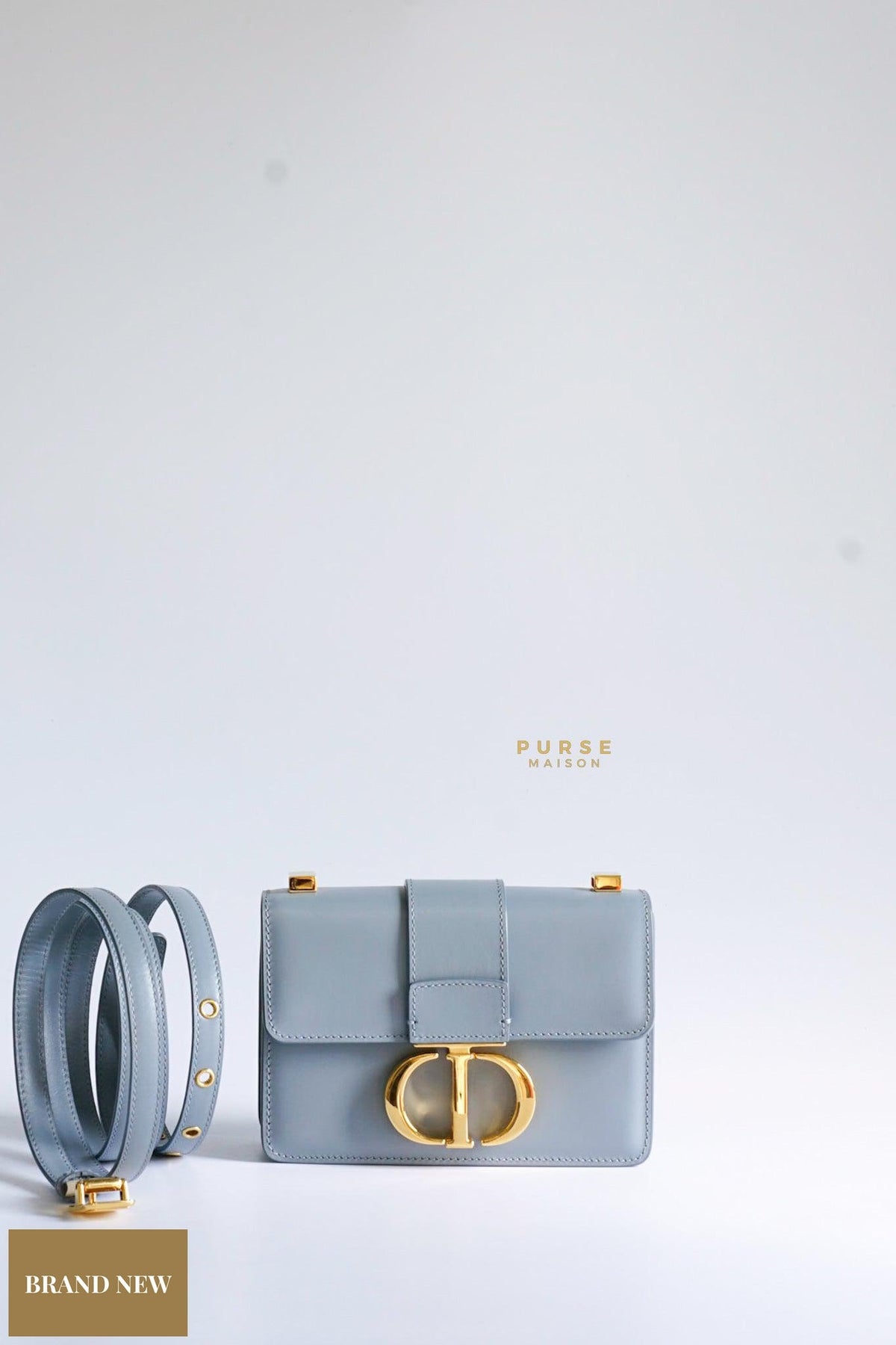 Christian Dior Micro 30 Montaigne Blue Gray Calfskin Bag |