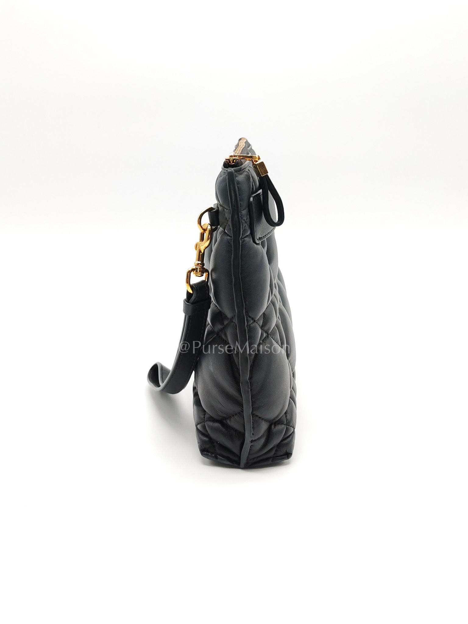 D-Every Large Black Cannage Quilt Lambskin Caro Pouch | Purse Maison Luxury Bags Shop