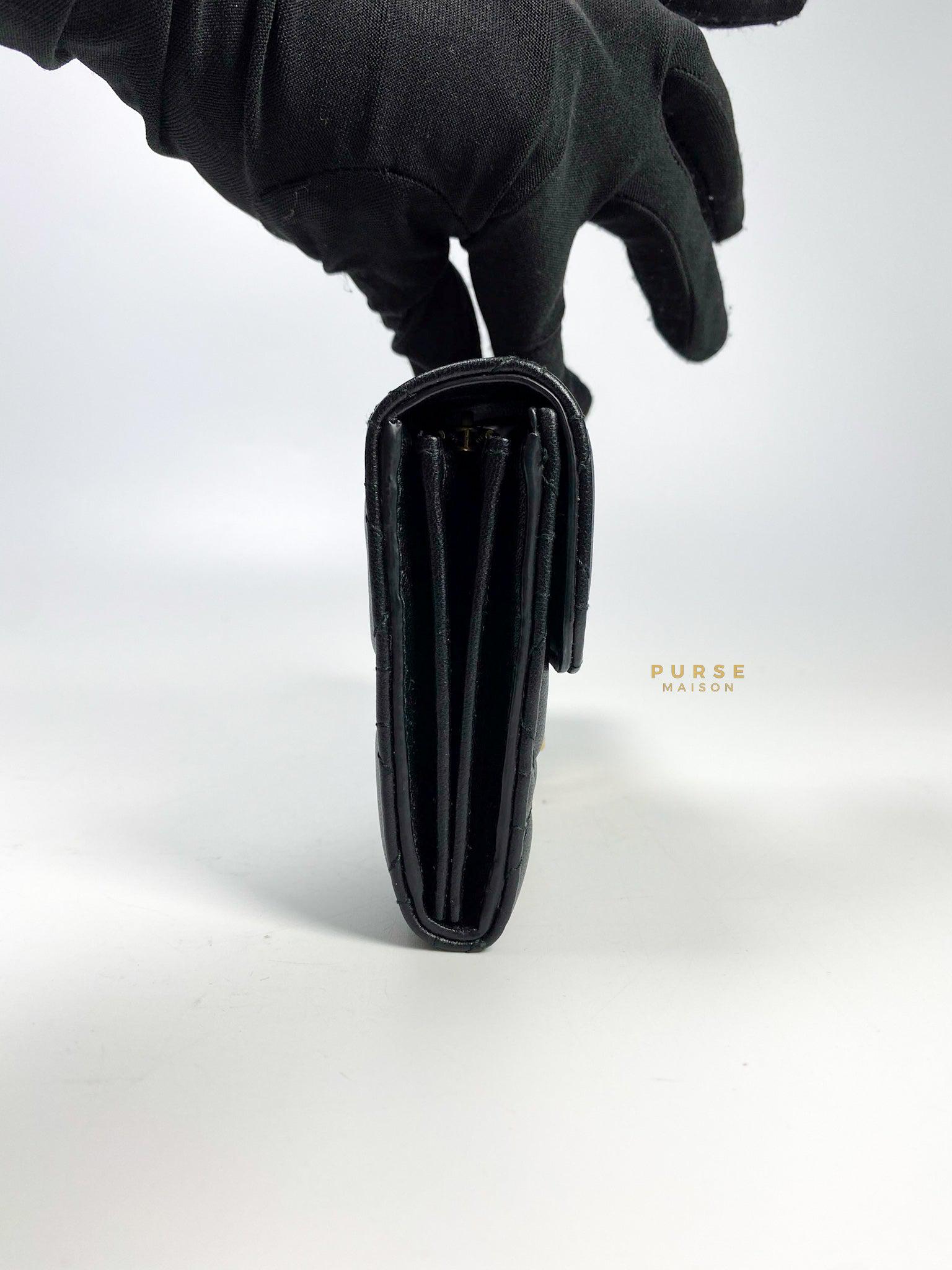 Christian Dior Dioraddict Continental Wallet in Black Cannage Lambskin