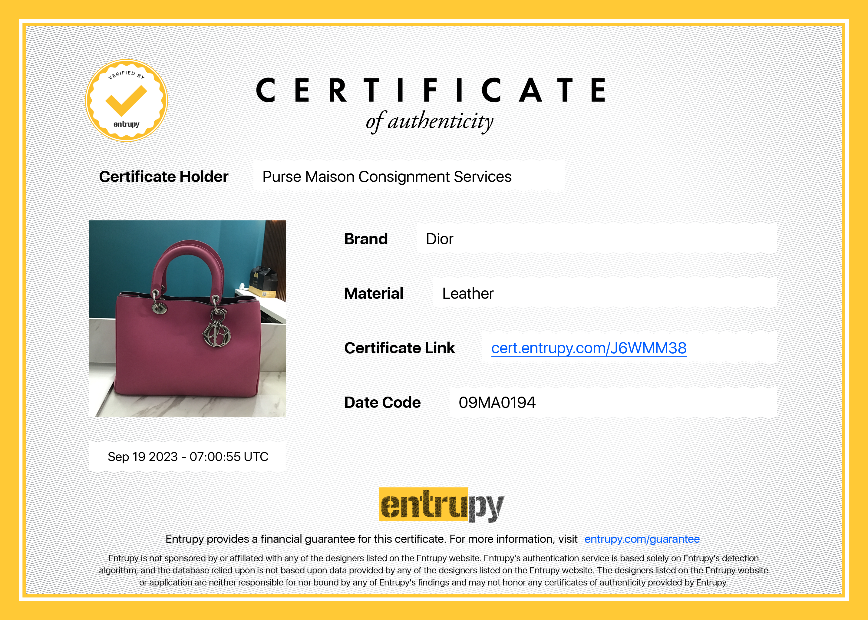Christian Dior Diorissimo Pink Leather Bag