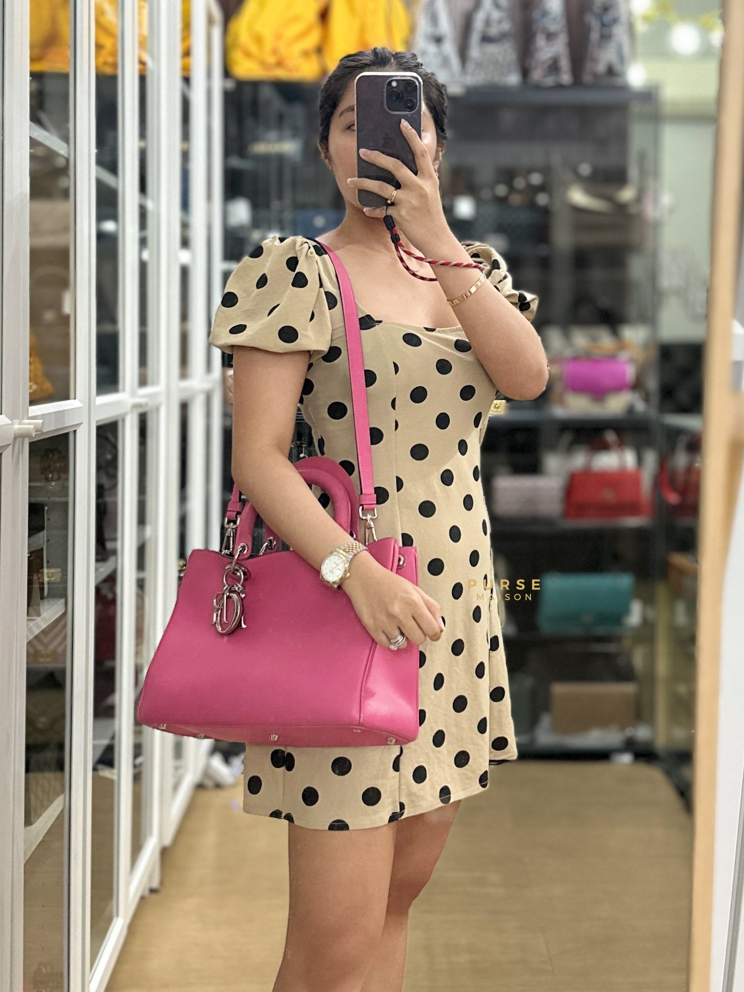 Christian Dior Diorissimo Pink Leather Bag