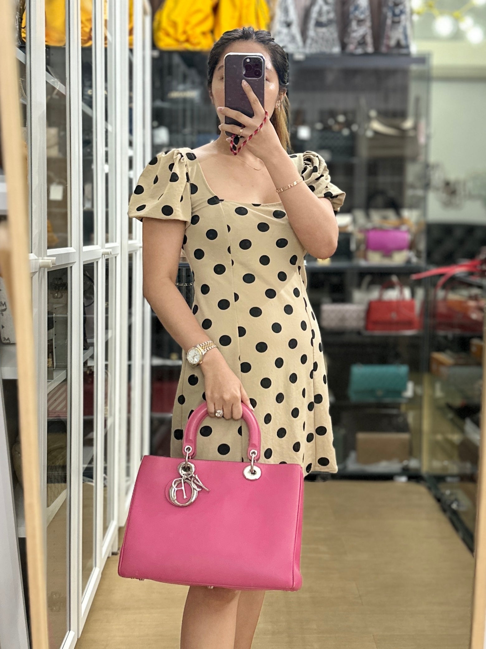 Christian Dior Diorissimo Pink Leather Bag