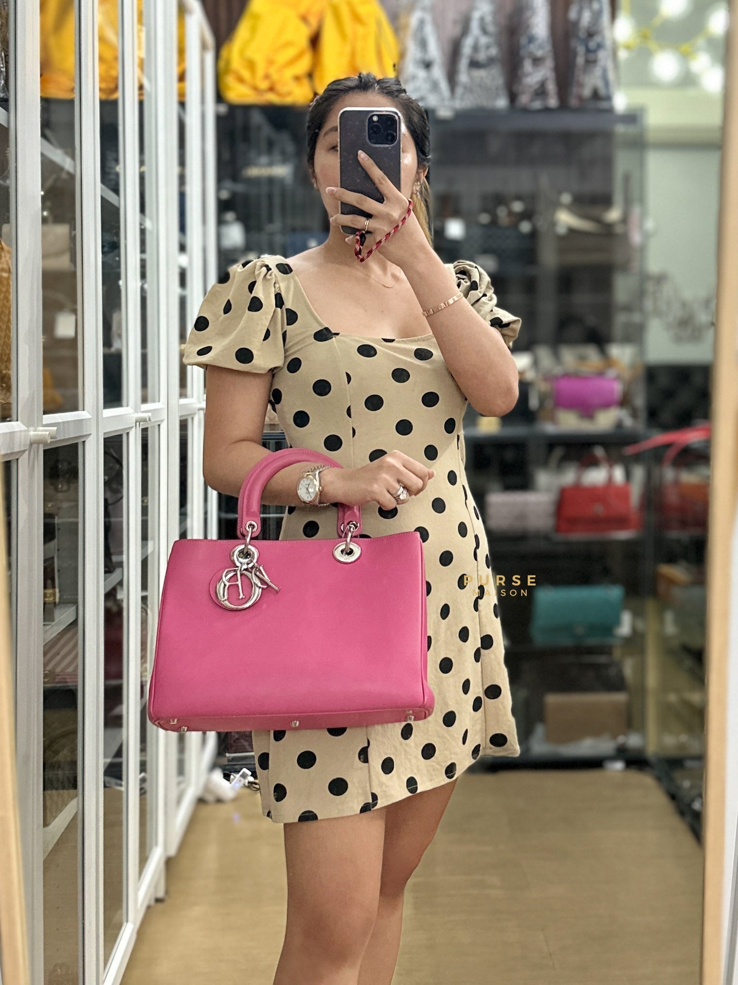 Christian Dior Diorissimo Pink Leather Bag
