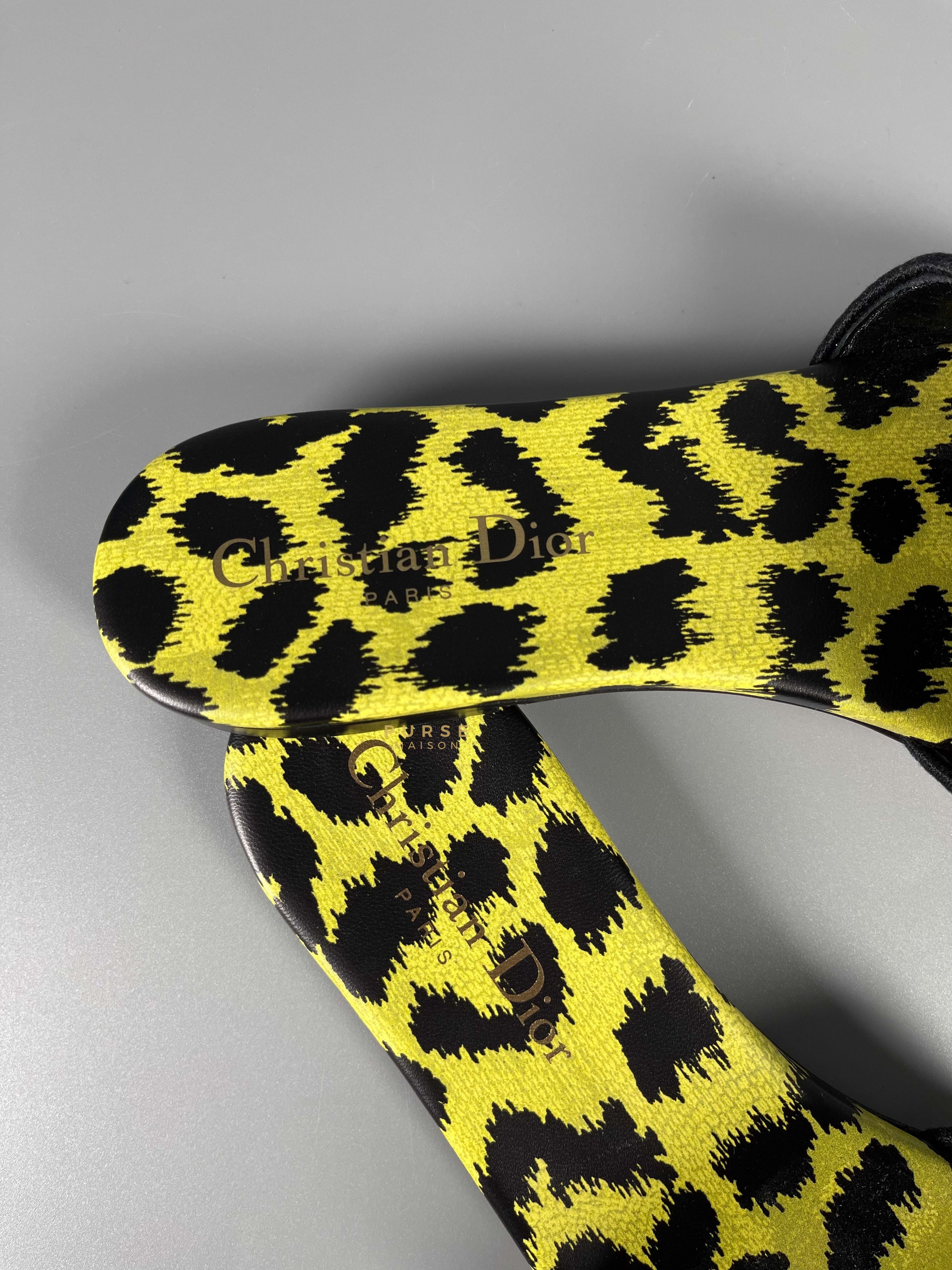 Christian Dior DWAY Slides Leopard Light Green Size 37 | Purse Maison Luxury Bags Shop