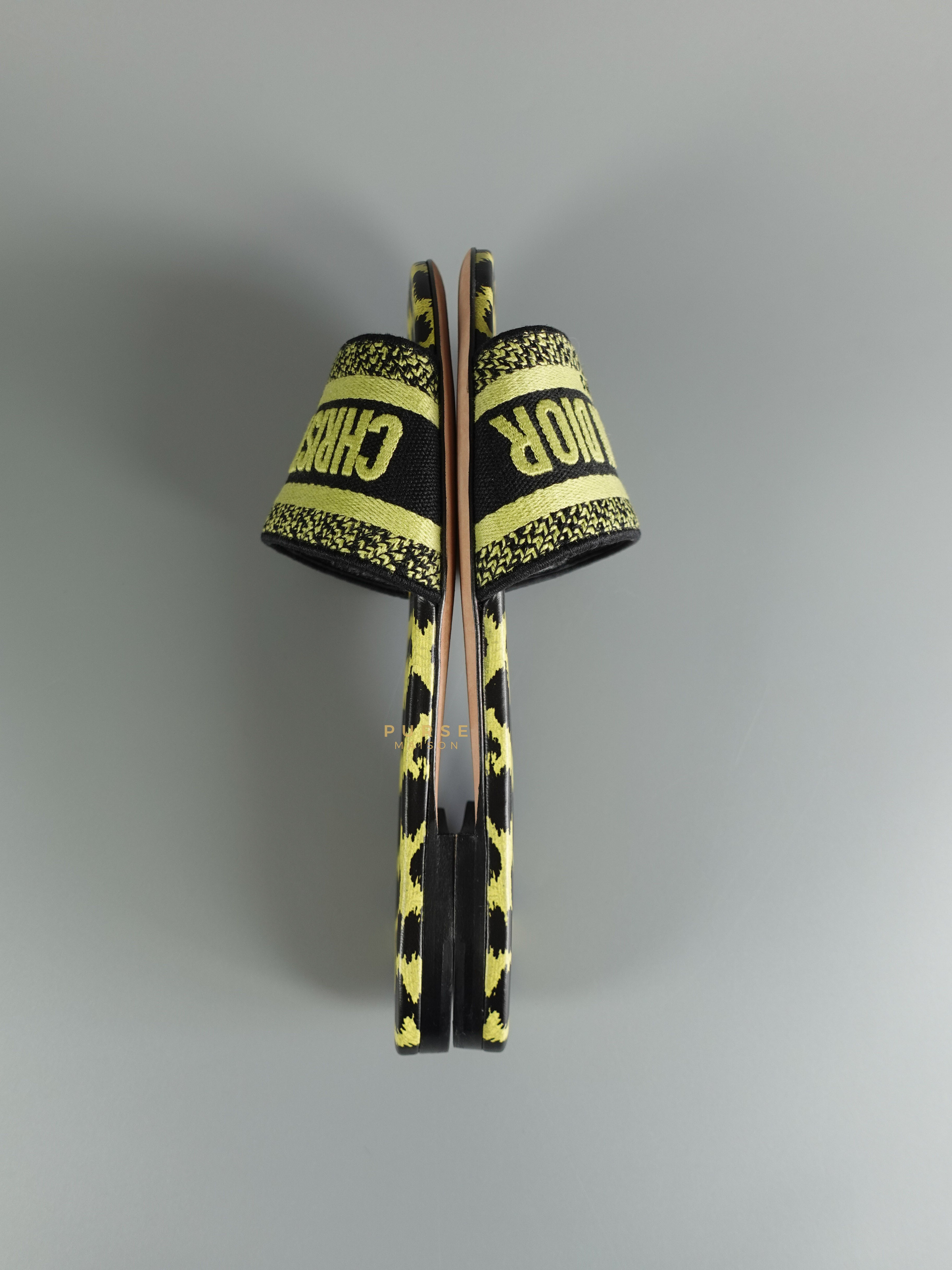 Christian Dior DWAY Slides Leopard Light Green Size 37 | Purse Maison Luxury Bags Shop