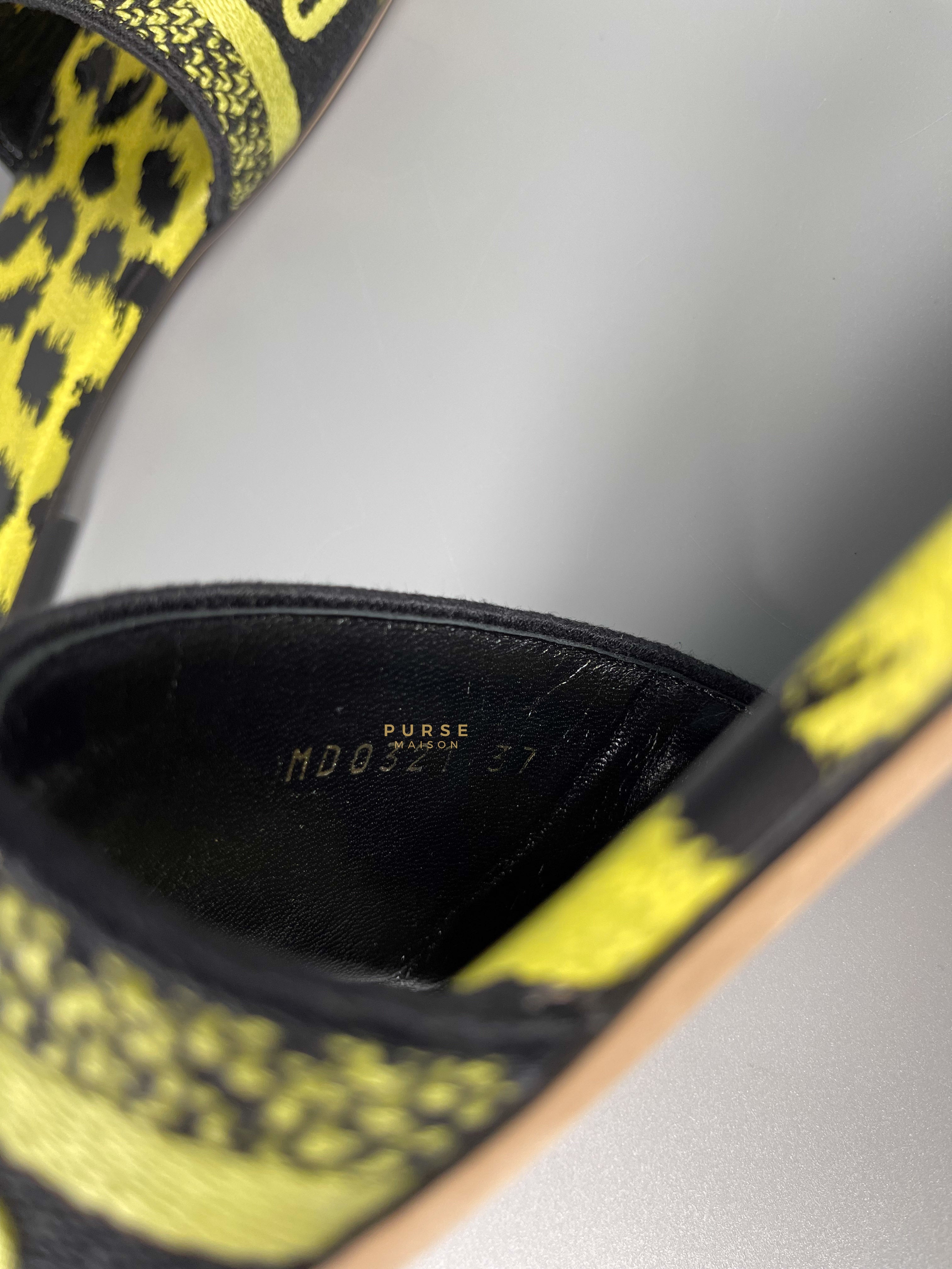 Christian Dior DWAY Slides Leopard Light Green Size 37 | Purse Maison Luxury Bags Shop