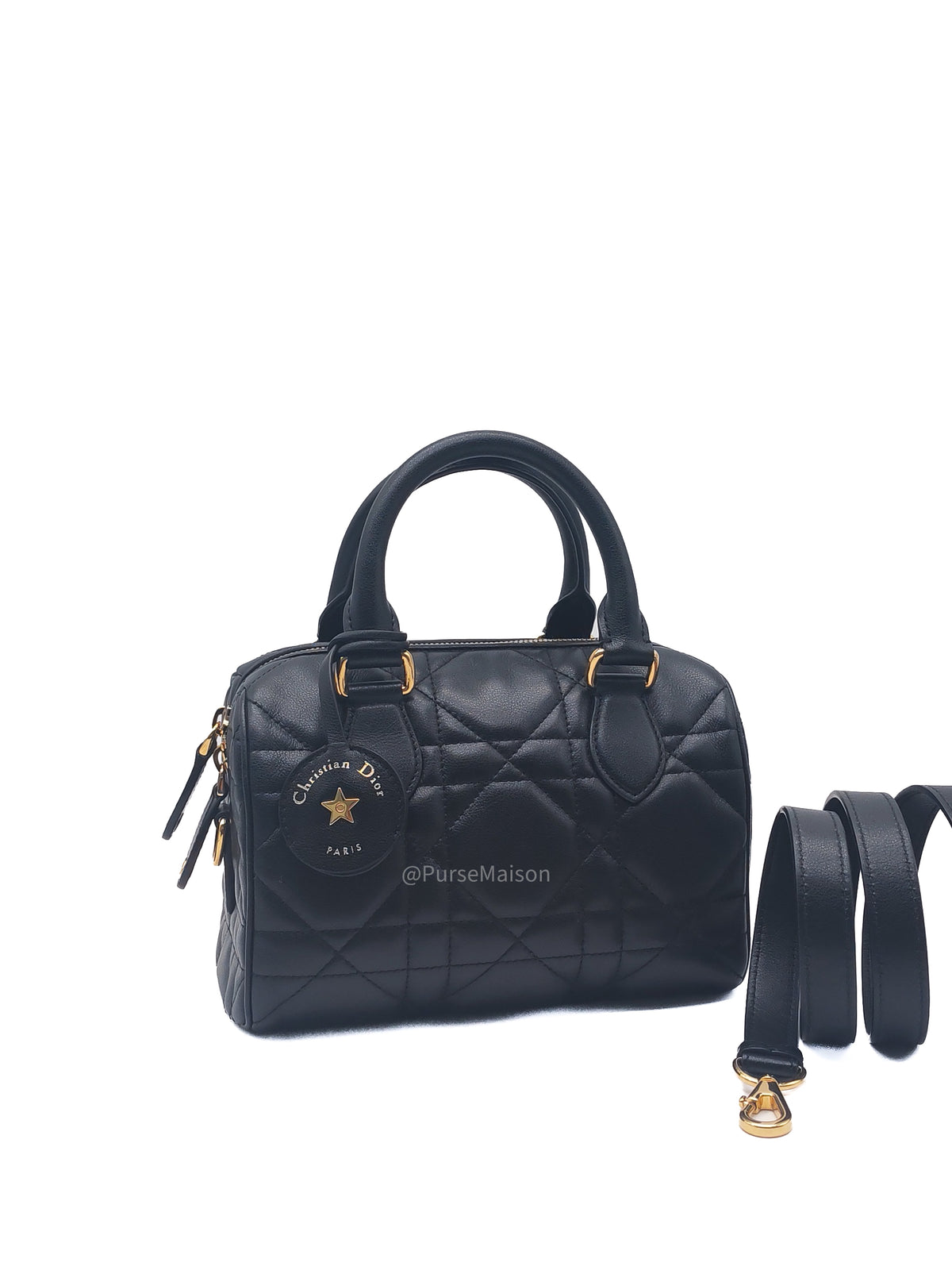 Christian Dior Groove 20 Bag in Black Macrocannage Calfskin and Gold Hardware | Purse Maison Luxury Bags Shop