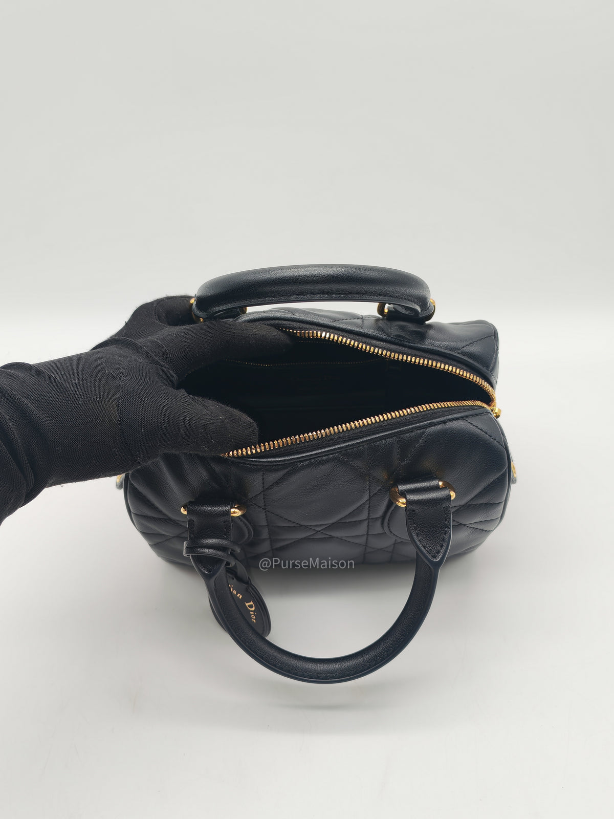 Christian Dior Groove 20 Bag in Black Macrocannage Calfskin and Gold Hardware | Purse Maison Luxury Bags Shop