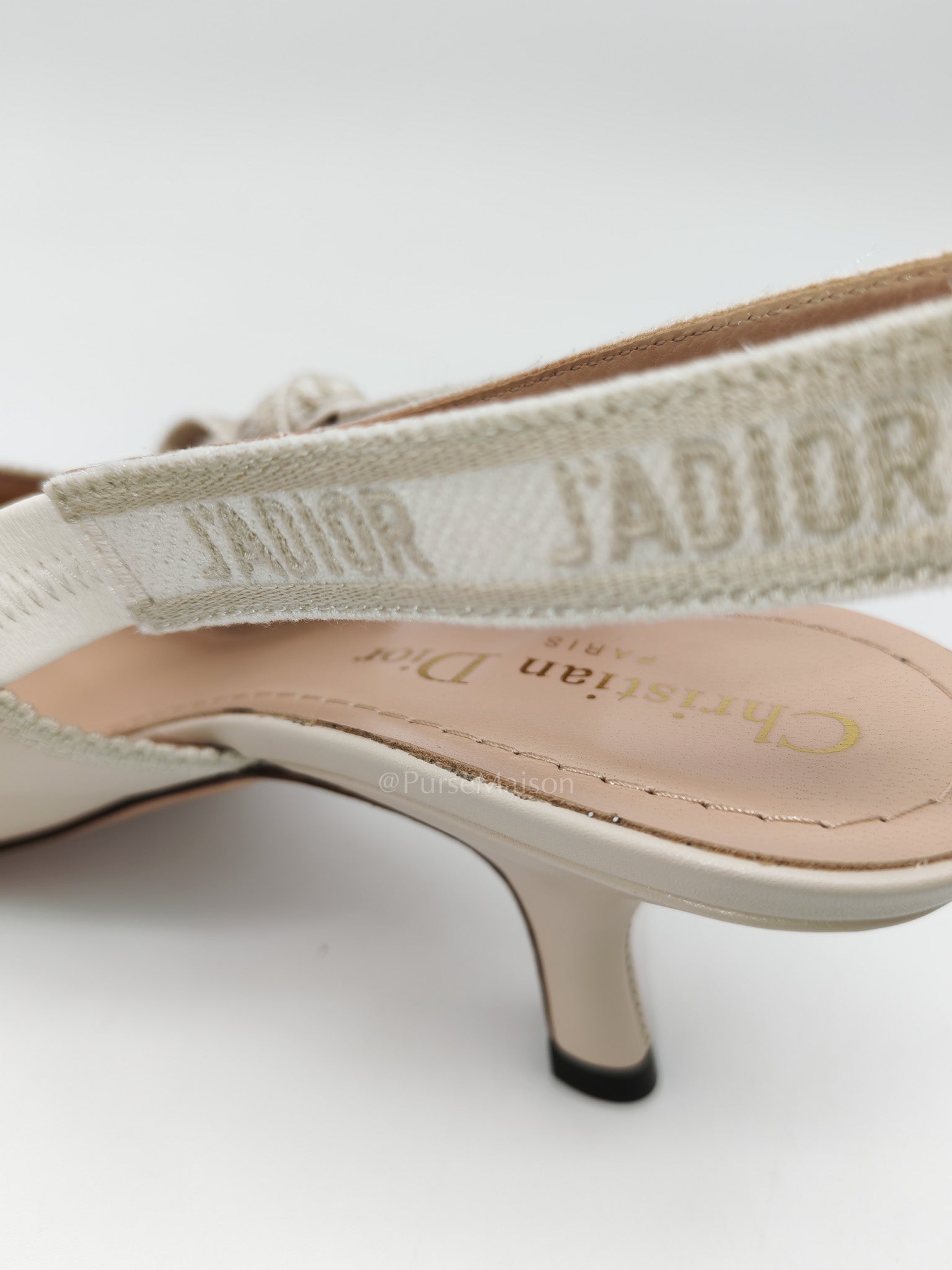 J’Adior Slingback Pumps in Powder Beige Calfskin Leather Size 37EU (23.5cm) | Purse Maison Luxury Bags Shop