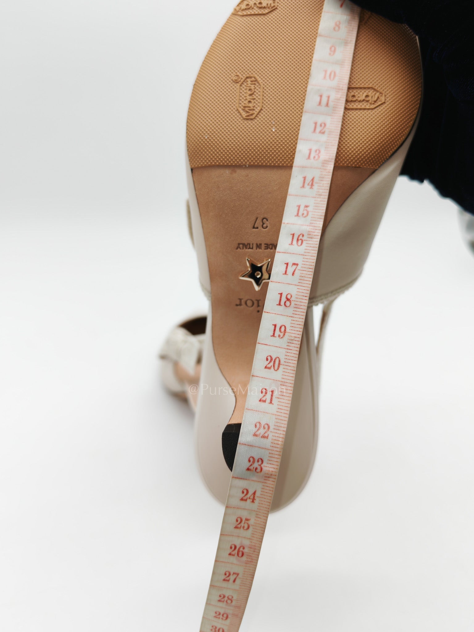 J’Adior Slingback Pumps in Powder Beige Calfskin Leather Size 37EU (23.5cm) | Purse Maison Luxury Bags Shop