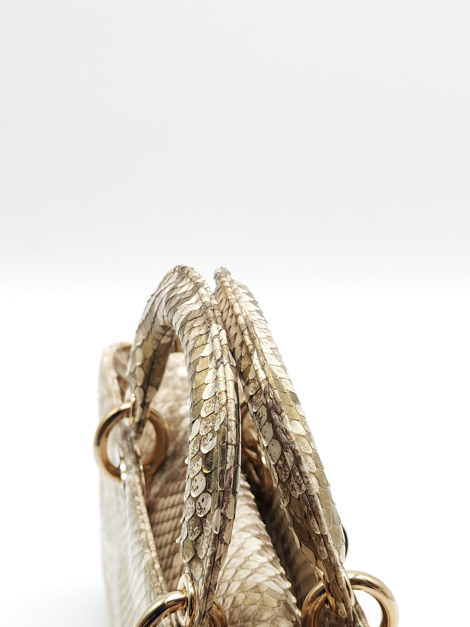 Lady D-Joy Medium in Gold Python Leather & Light Gold Hardware | Purse Maison Luxury Bags Shop
