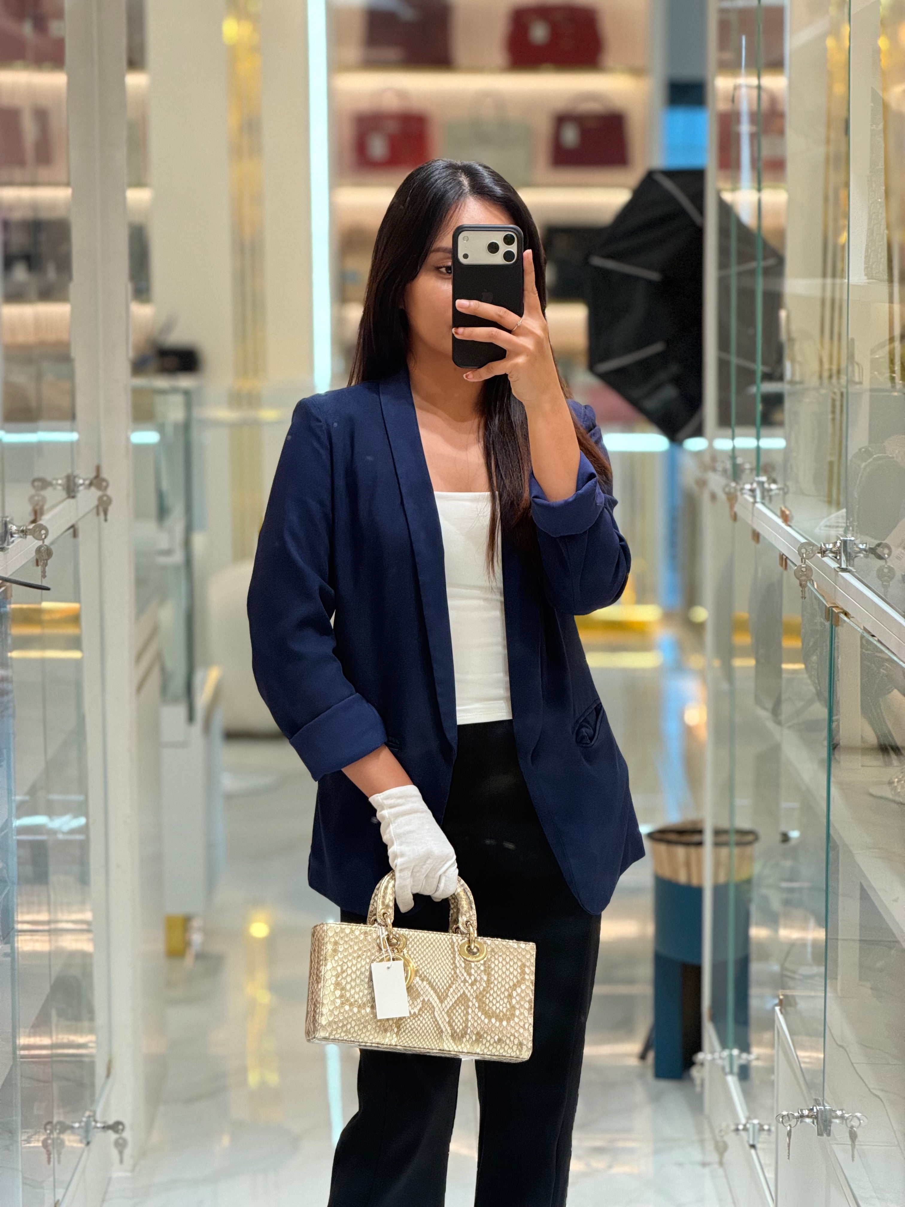 Lady D-Joy Medium in Gold Python Leather & Light Gold Hardware | Purse Maison Luxury Bags Shop