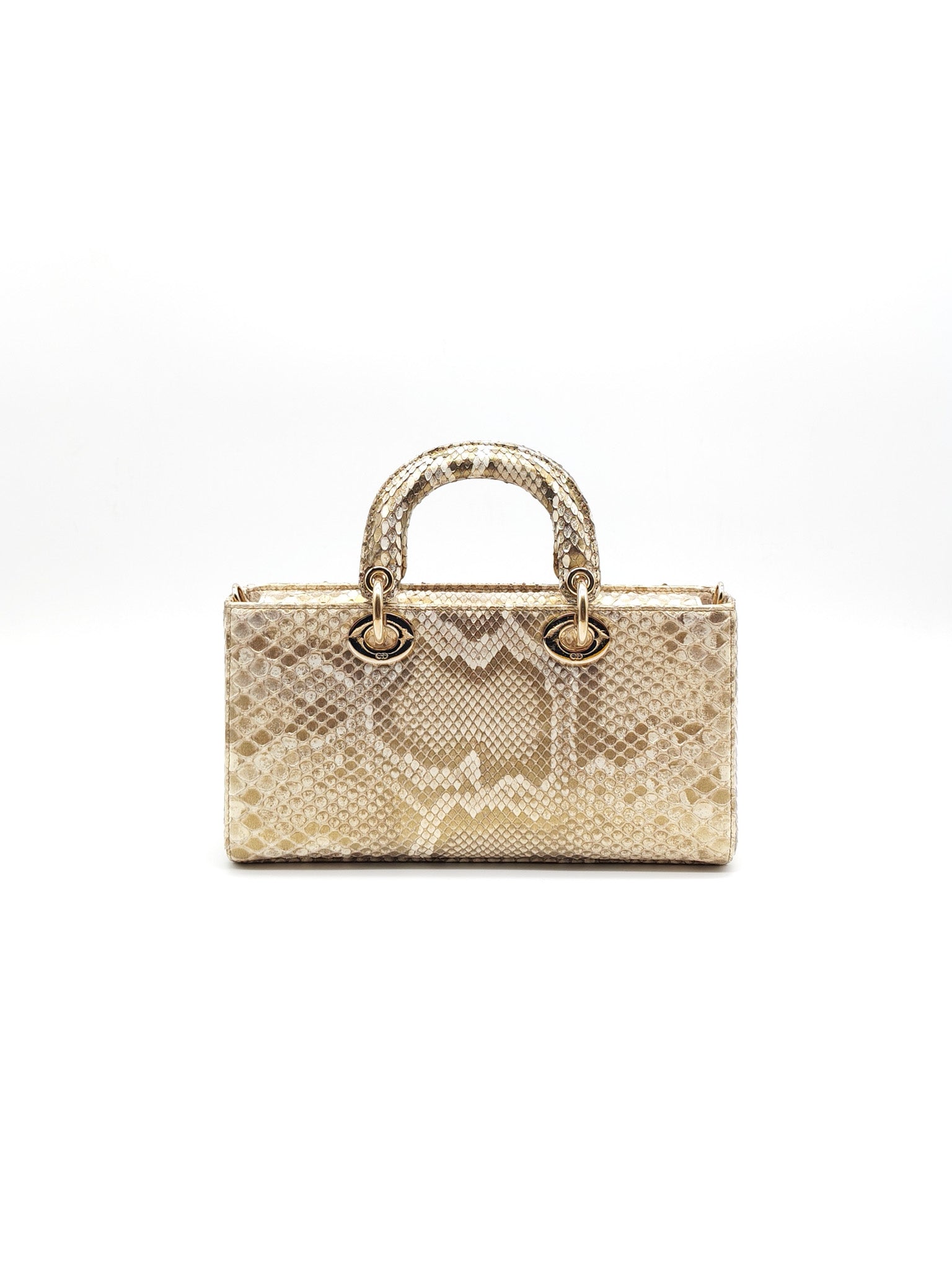 Lady D-Joy Medium in Gold Python Leather & Light Gold Hardware | Purse Maison Luxury Bags Shop