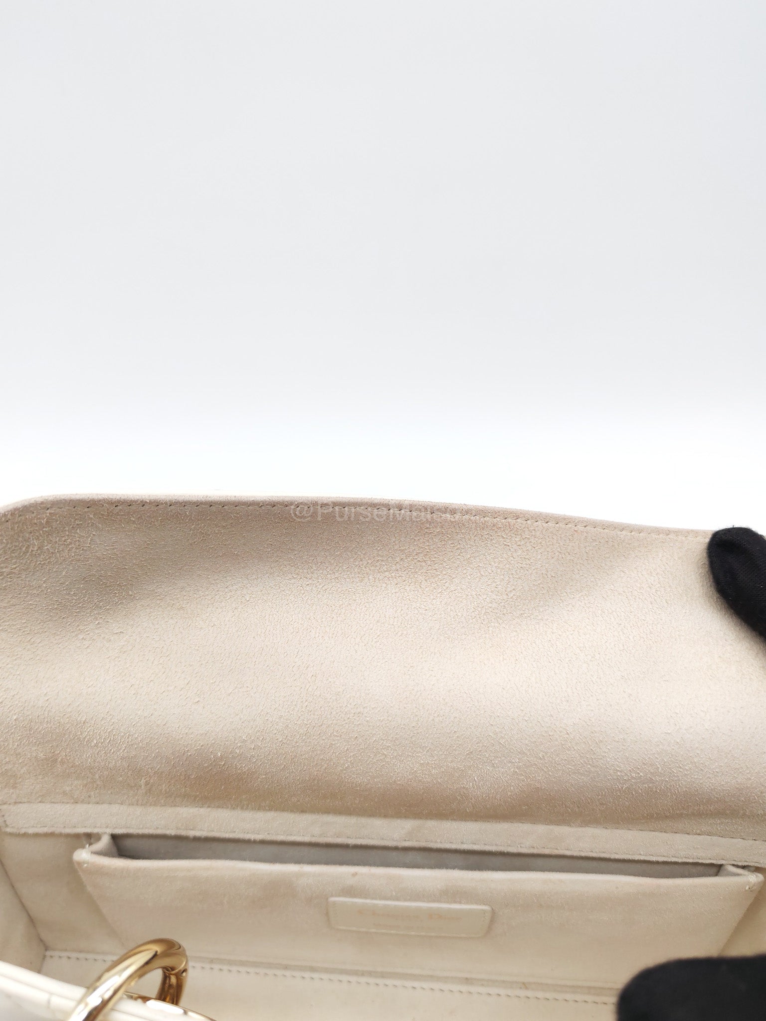 Christian Dior Lady D-Joy Medium in White Cannage Lambskin Leather Light Gold Hardware | Purse Maison Luxury Bags Shop