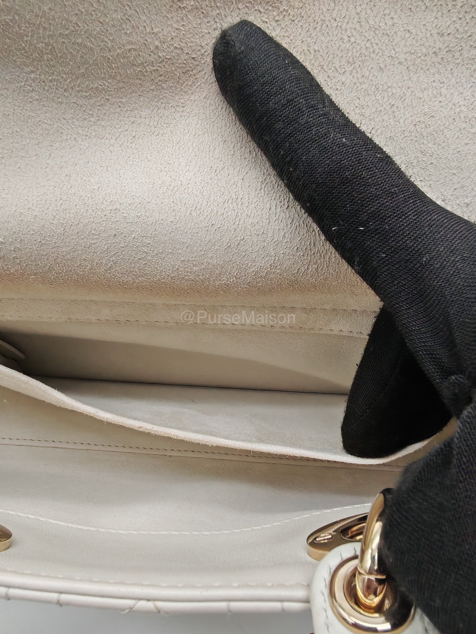 Christian Dior Lady D-Joy Medium in White Cannage Lambskin Leather Light Gold Hardware | Purse Maison Luxury Bags Shop