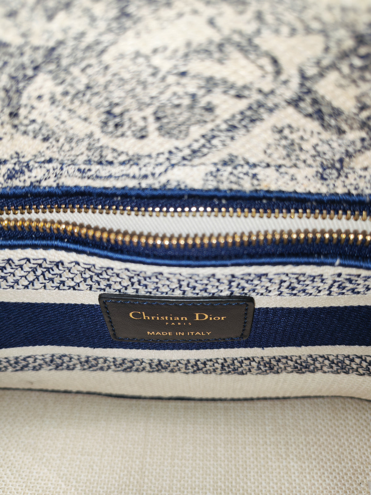 Christian Dior Lady D-Lite Medium in Toile De Jouy Embroidery Canvas and Light Gold Hardware | Purse Maison Luxury Bags Shop