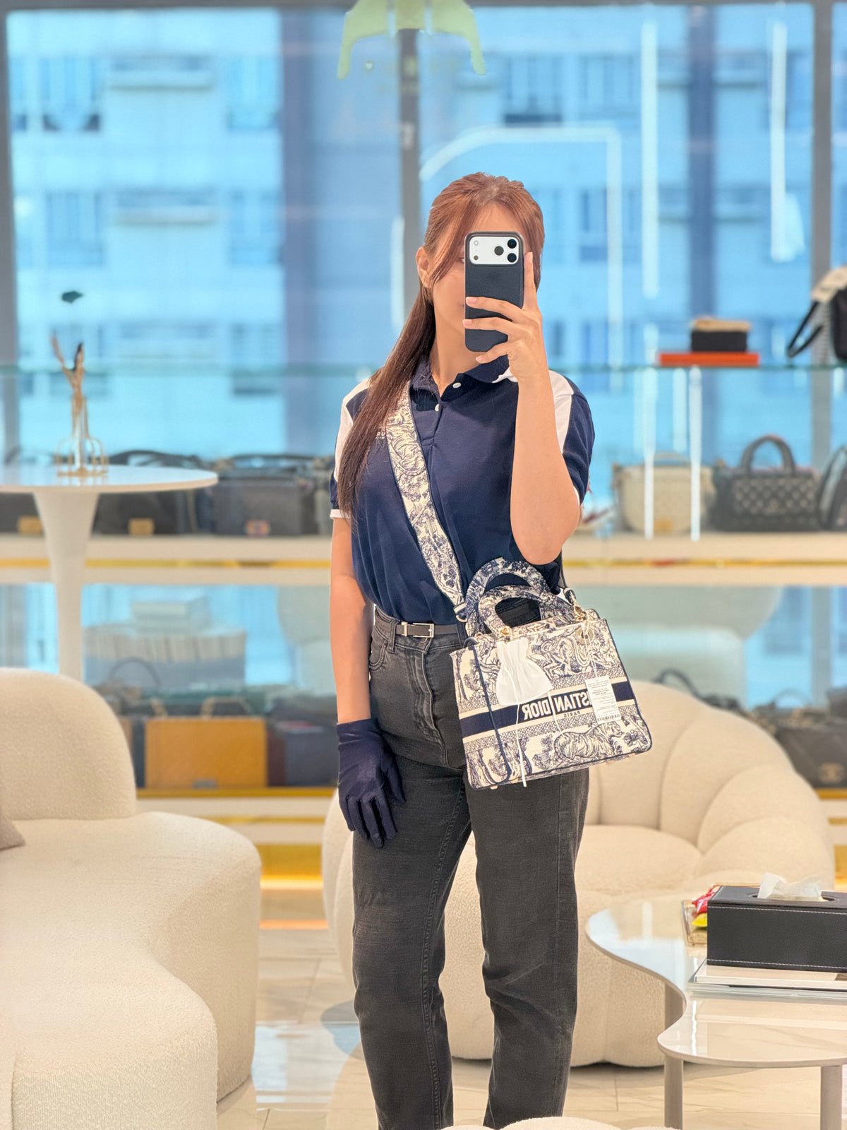 Christian Dior Lady D-Lite Medium in Toile De Jouy Embroidery Canvas and Light Gold Hardware | Purse Maison Luxury Bags Shop
