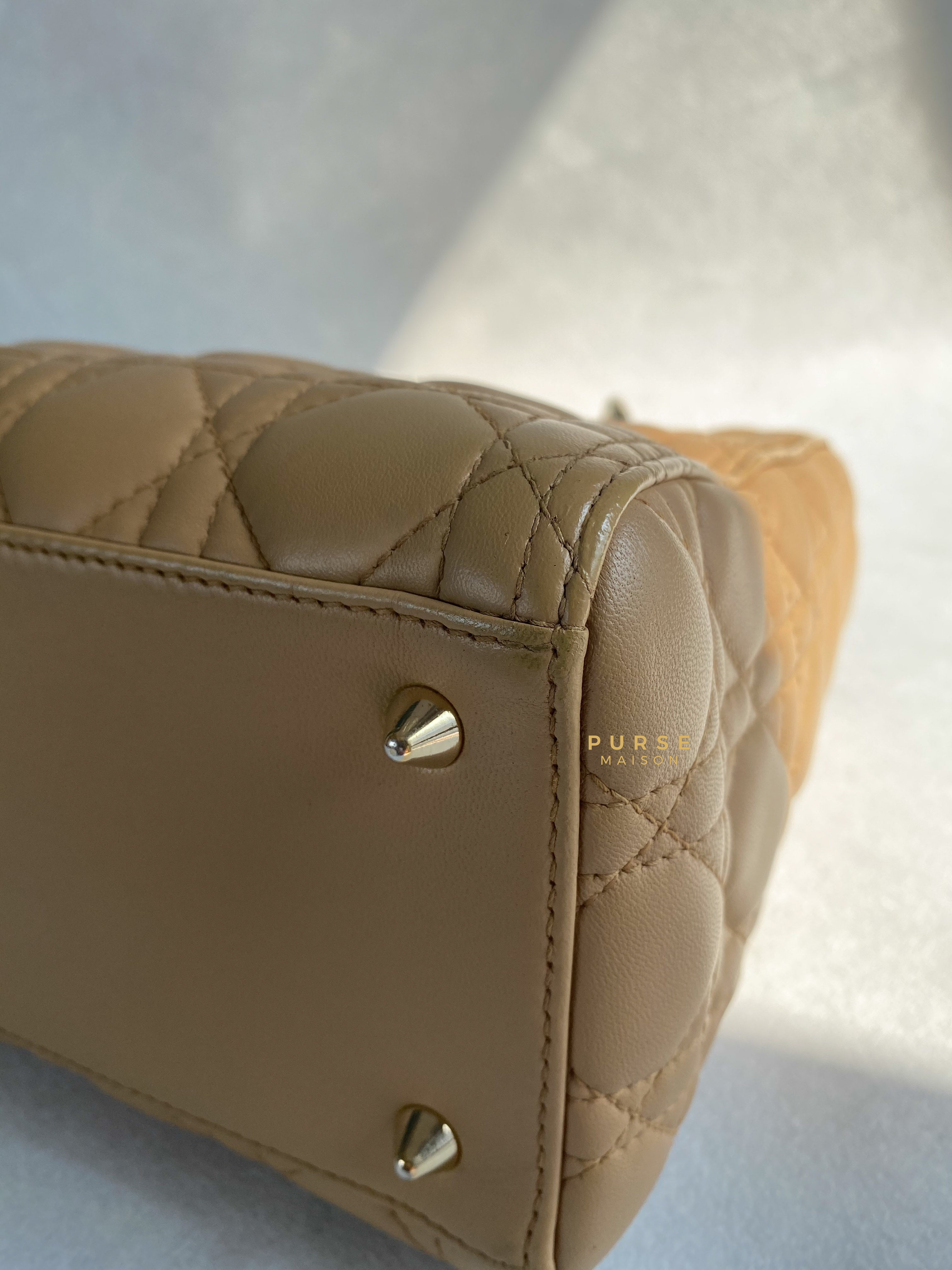 Christian Dior Lady Dior Beige Medium Light Gold hardware Lambskin | Purse Maison Luxury Bags Shop