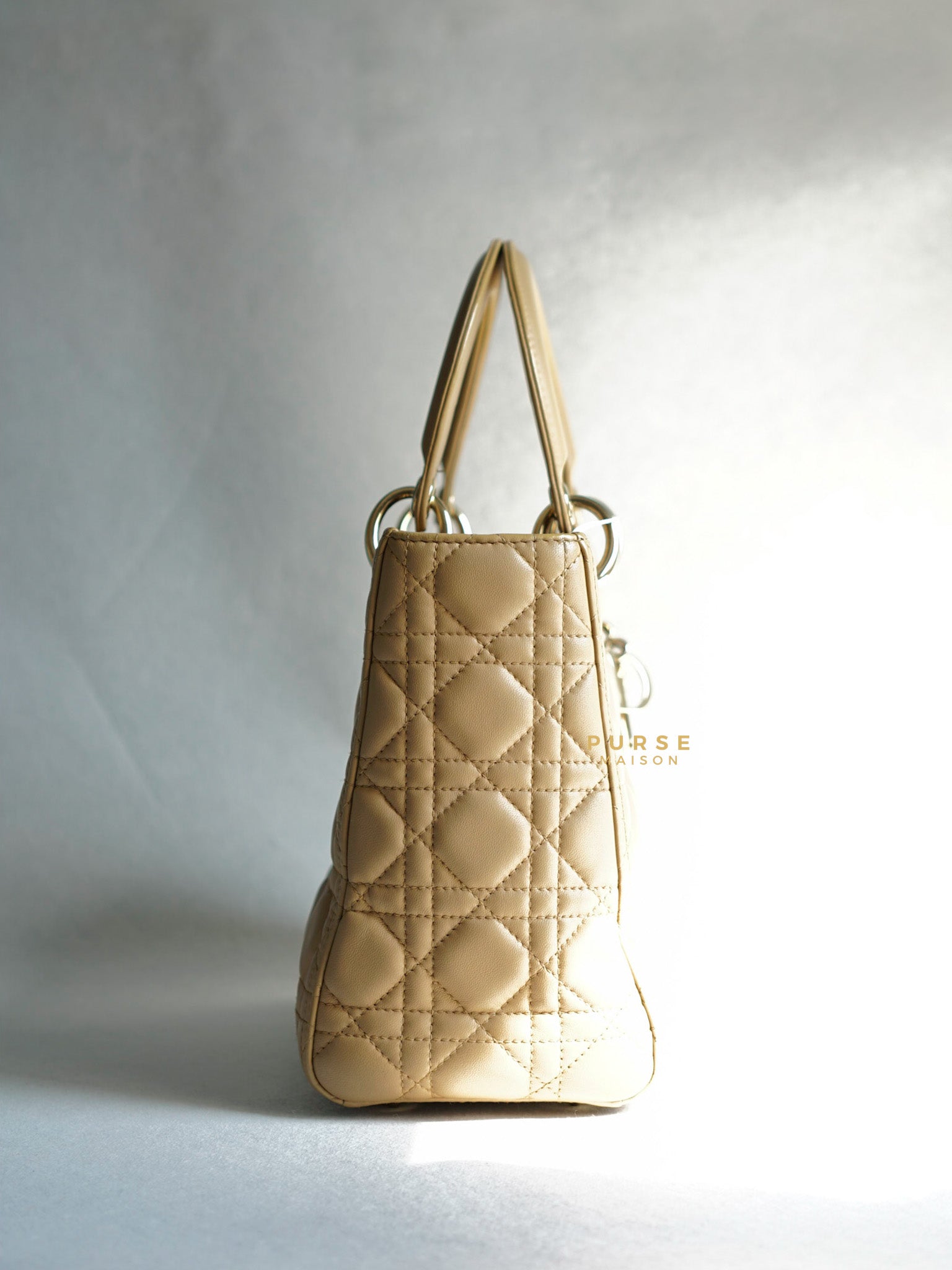 Christian Dior Lady Dior Beige Medium Light Gold hardware Lambskin | Purse Maison Luxury Bags Shop