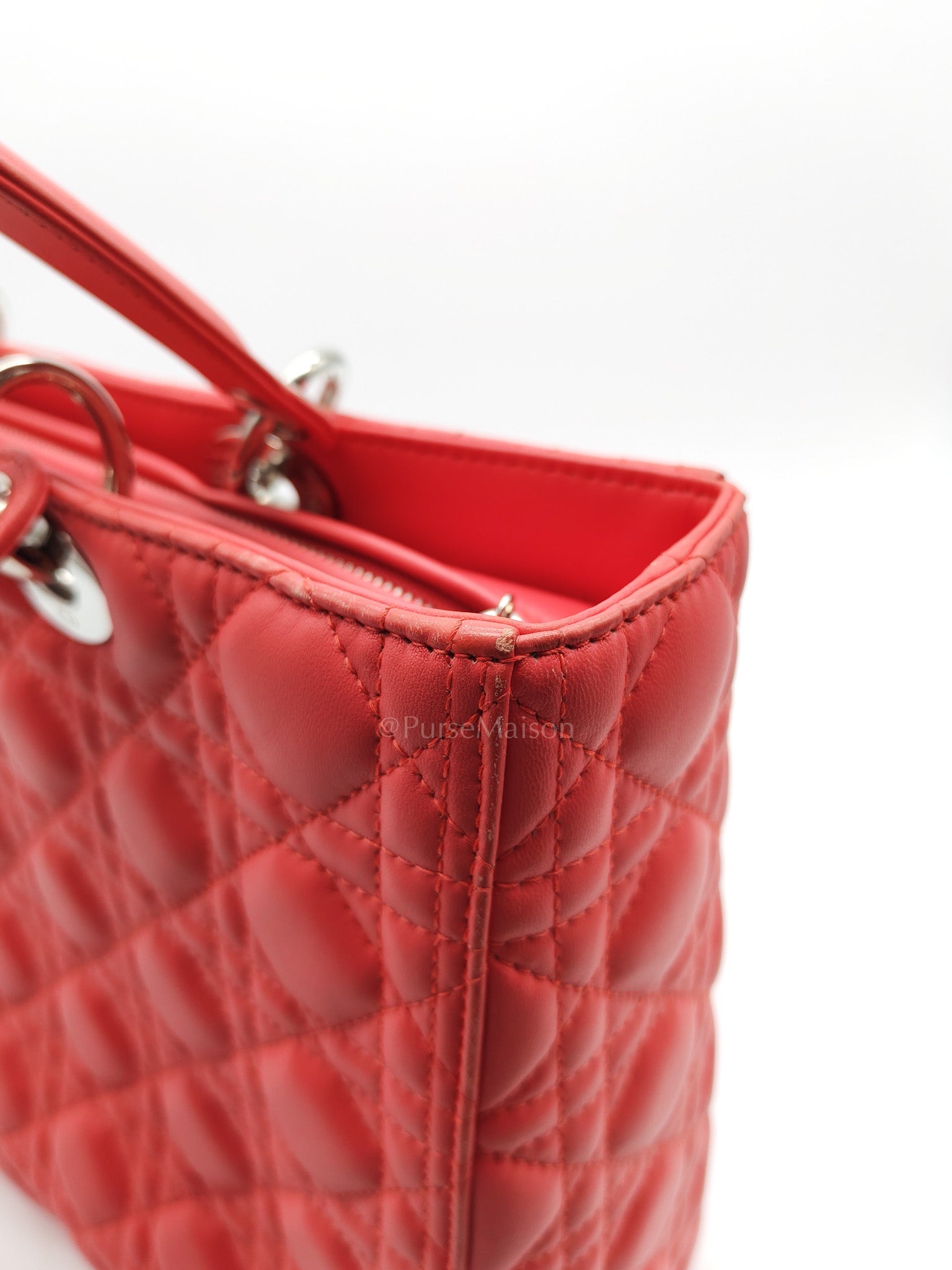 Christian Dior Lady Dior Large in Salmon Cannage Lambskin Leather Shoulder Bag | Purse Maison Luxury Bags Shop