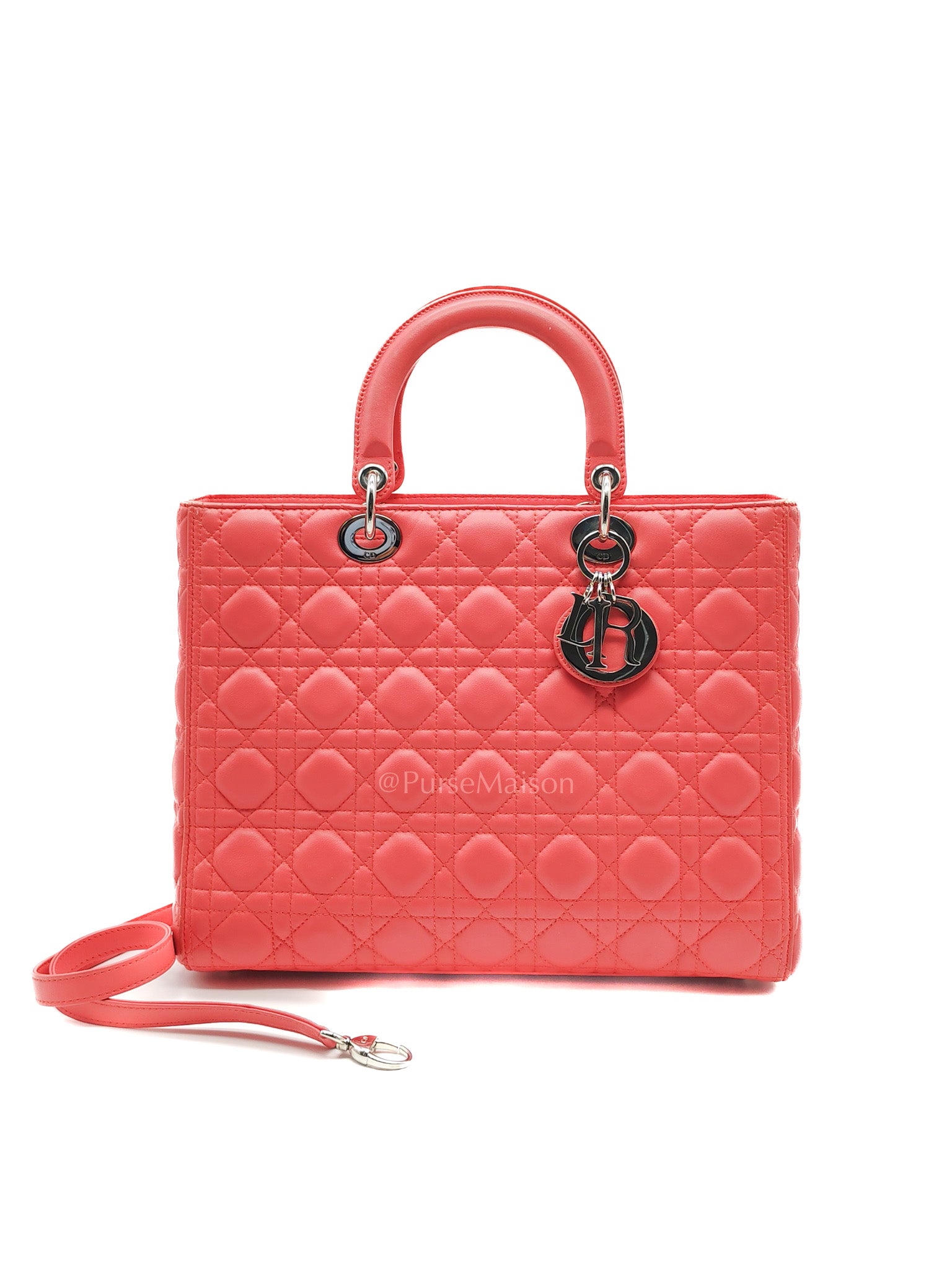 Christian Dior Lady Dior Large in Salmon Cannage Lambskin Leather Shoulder Bag | Purse Maison Luxury Bags Shop