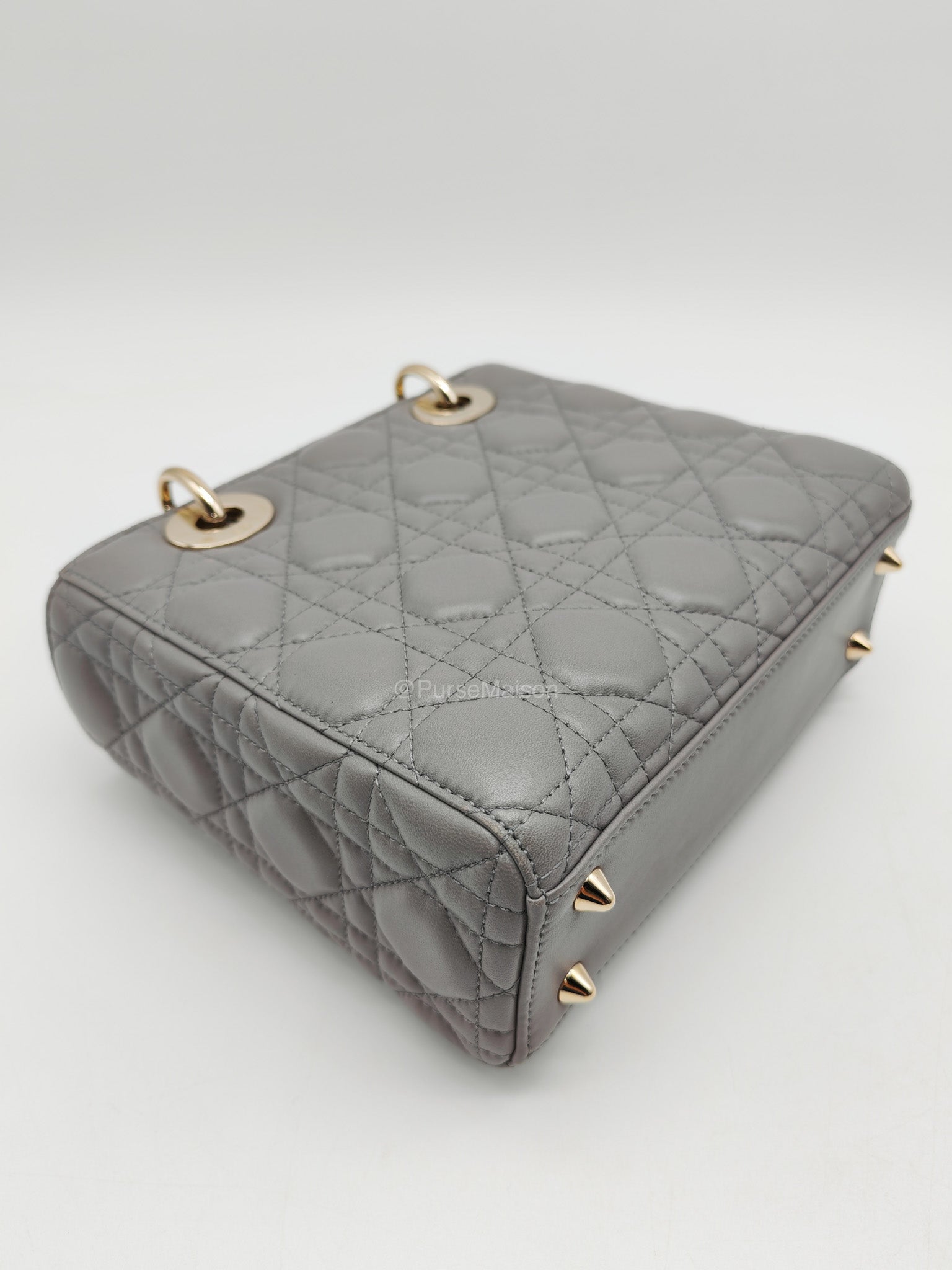 Christian Dior Lady Dior Lucky Badges in Gray Cannage Lambskin Leather Shoulder Bag | Purse Maison Luxury Bags Shop