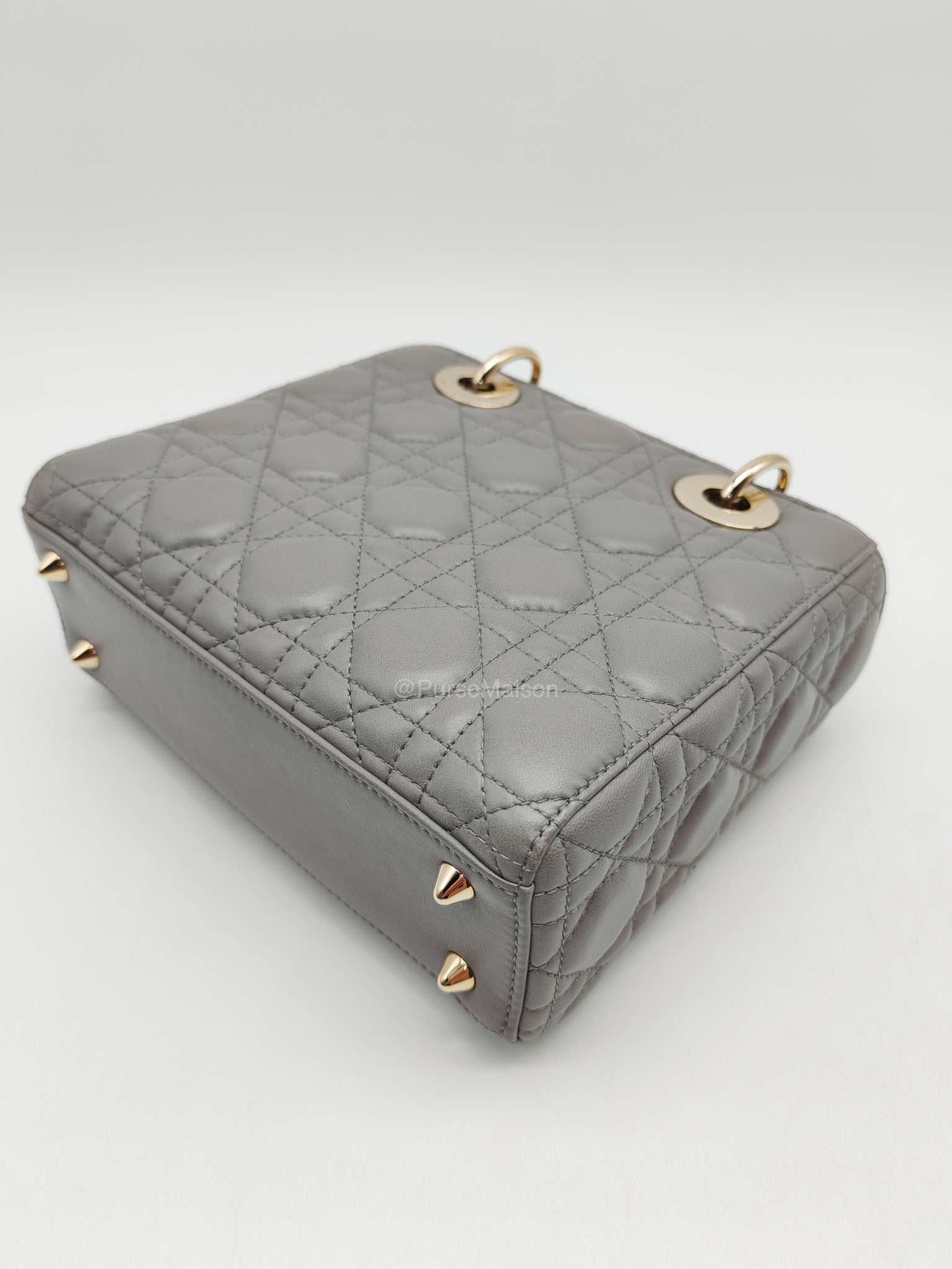 Christian Dior Lady Dior Lucky Badges in Gray Cannage Lambskin Leather Shoulder Bag | Purse Maison Luxury Bags Shop
