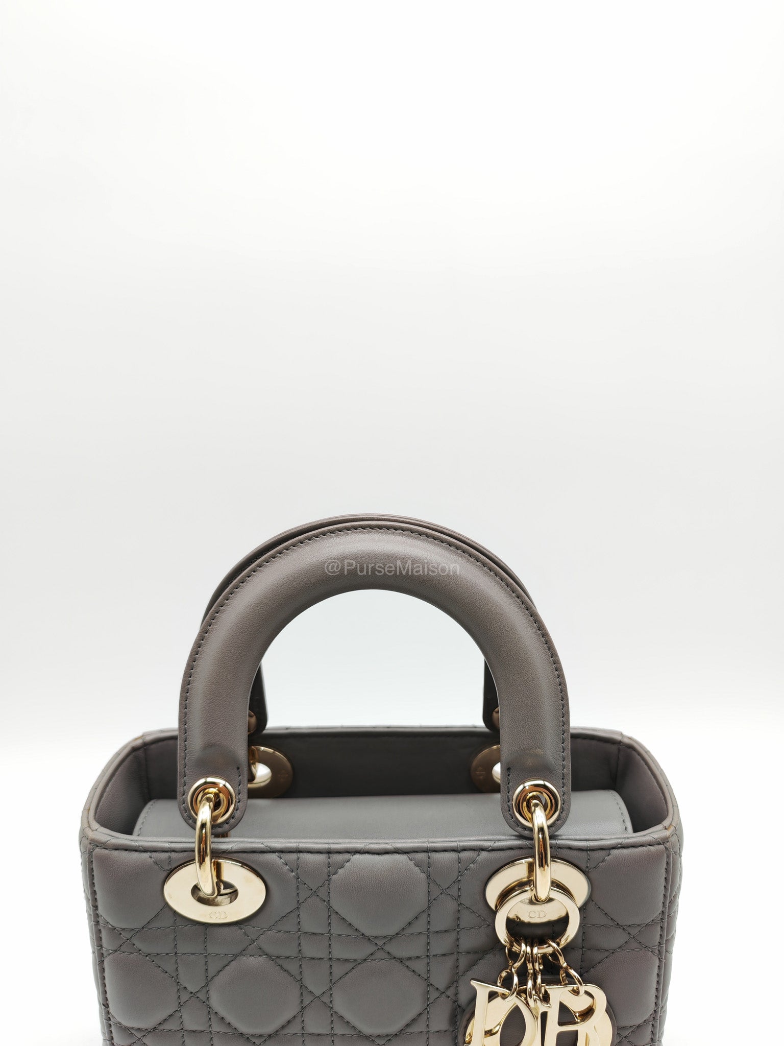 Christian Dior Lady Dior Lucky Badges in Gray Cannage Lambskin Leather Shoulder Bag | Purse Maison Luxury Bags Shop